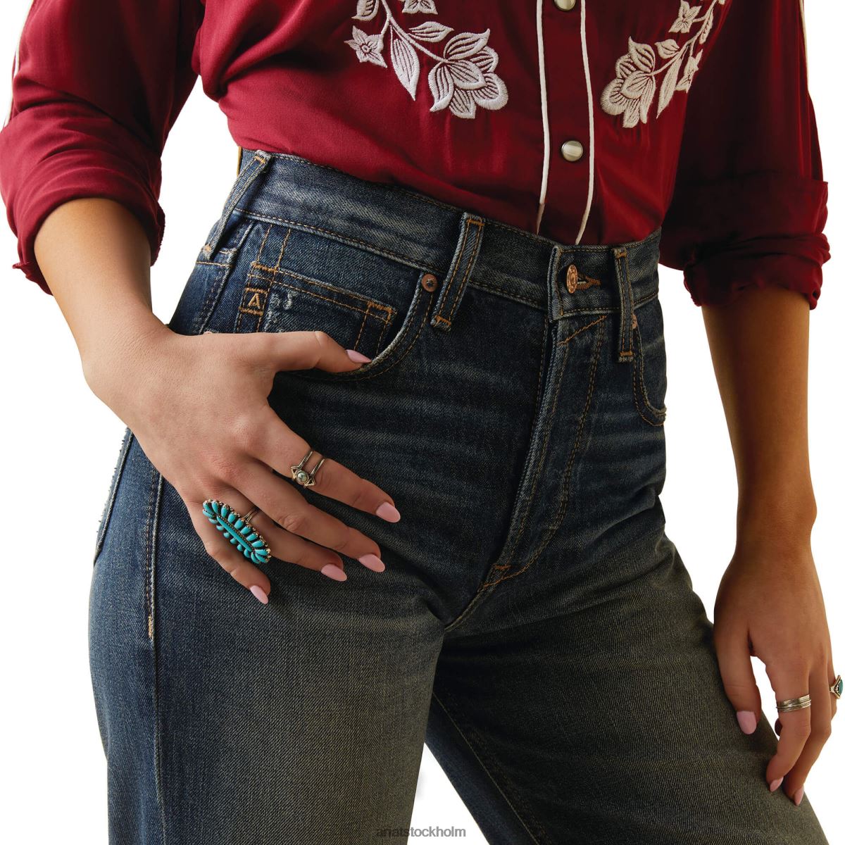 bottnar Ariat raka jeans med ultrahöga tomboy Bora Bora kvinnor F04842582