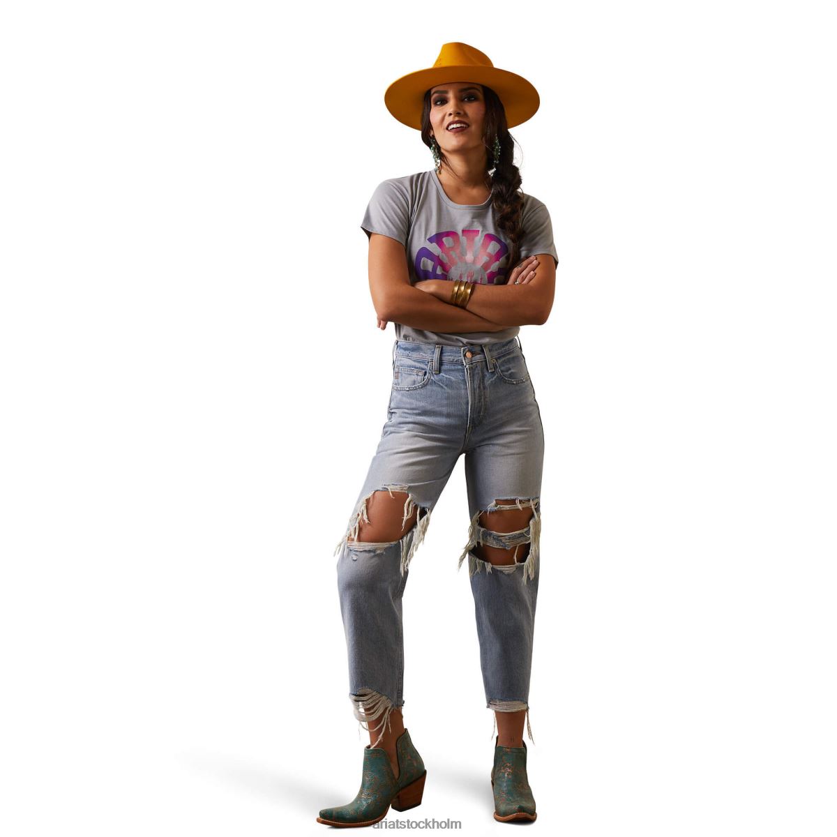 bottnar Ariat raka jeans med ultrahöga tomboy mykonos kvinnor F04842537