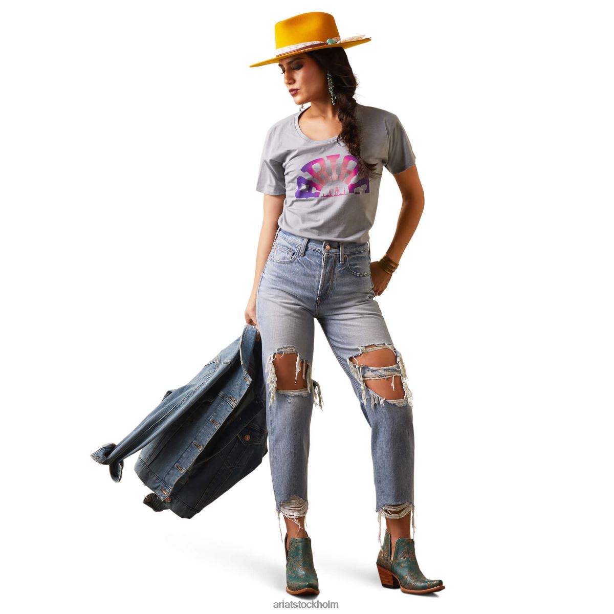 bottnar Ariat raka jeans med ultrahöga tomboy mykonos kvinnor F04842537