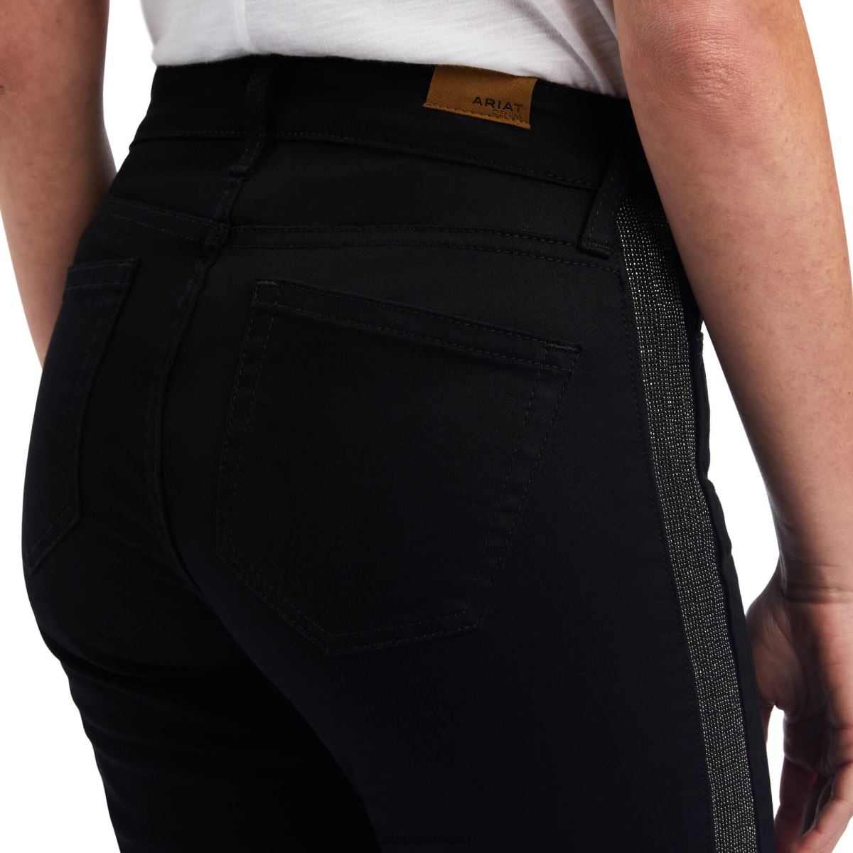 bottnar Ariat slimmad jeans med breda ben och kedja vid byxkedja svart kvinnor F04842610