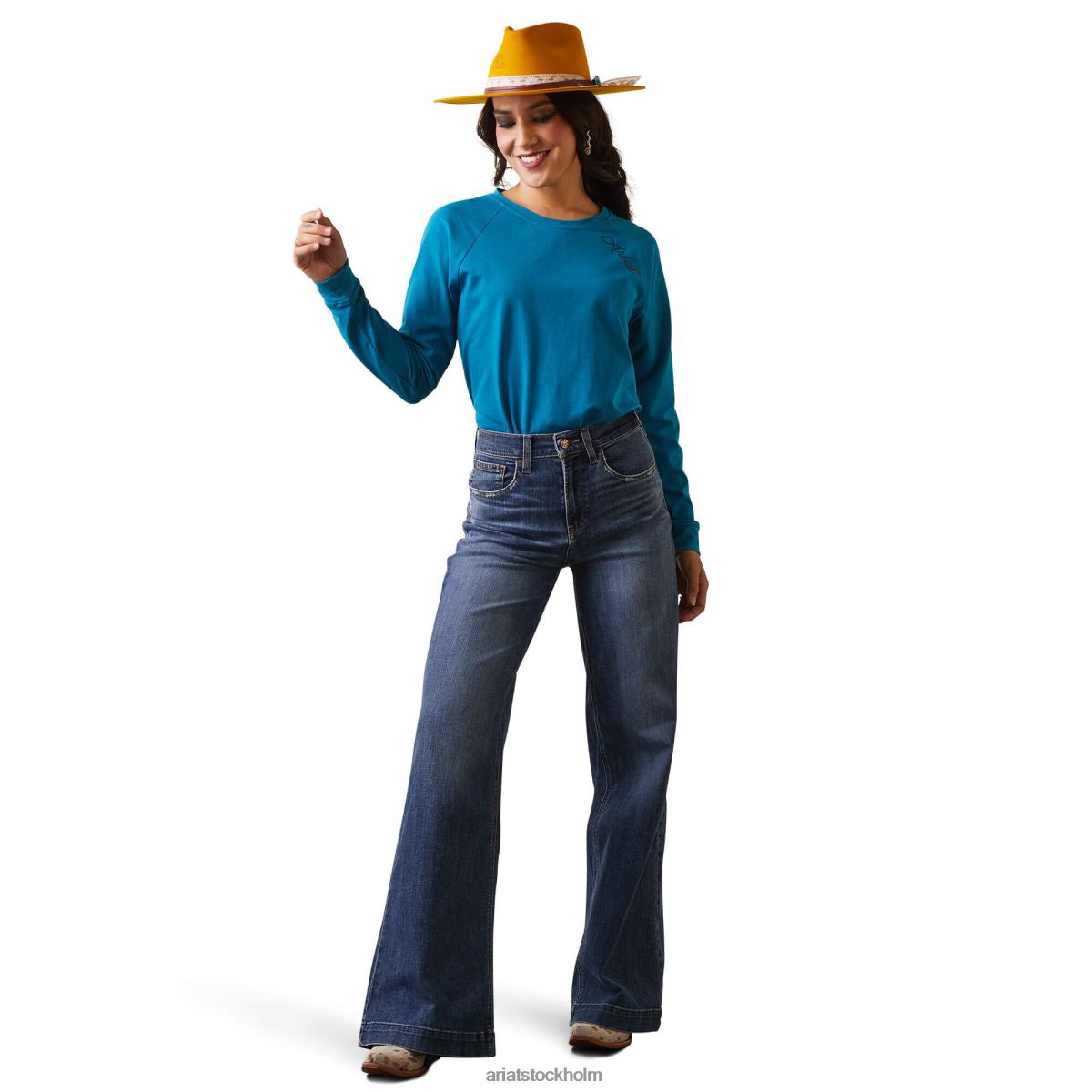 bottnar Ariat ultrahöga jeans i jazmin med vida ben kanadensiska kvinnor F04842520