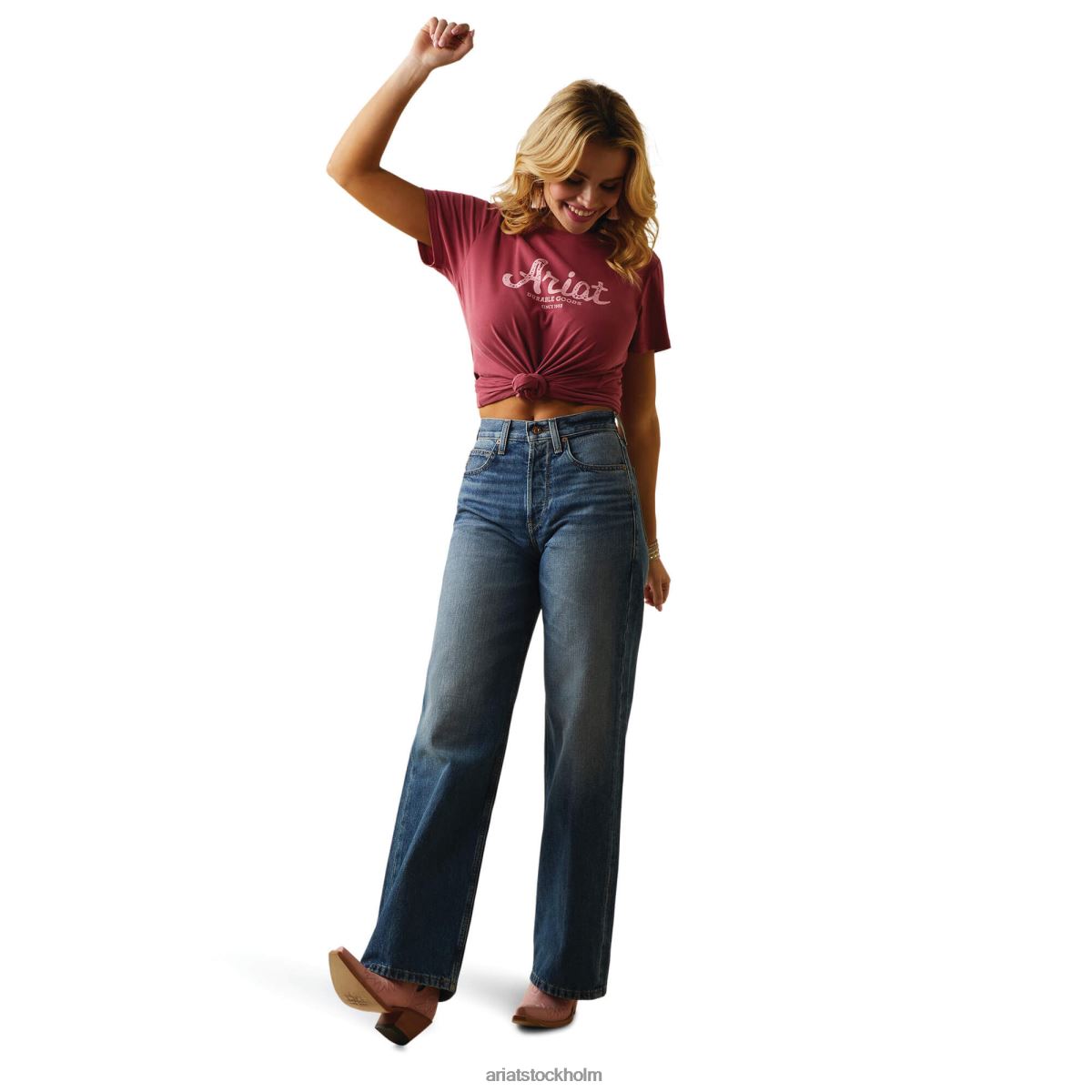 bottnar Ariat ultrahöga tomboy wide jeans stöna kvinnor F04842577