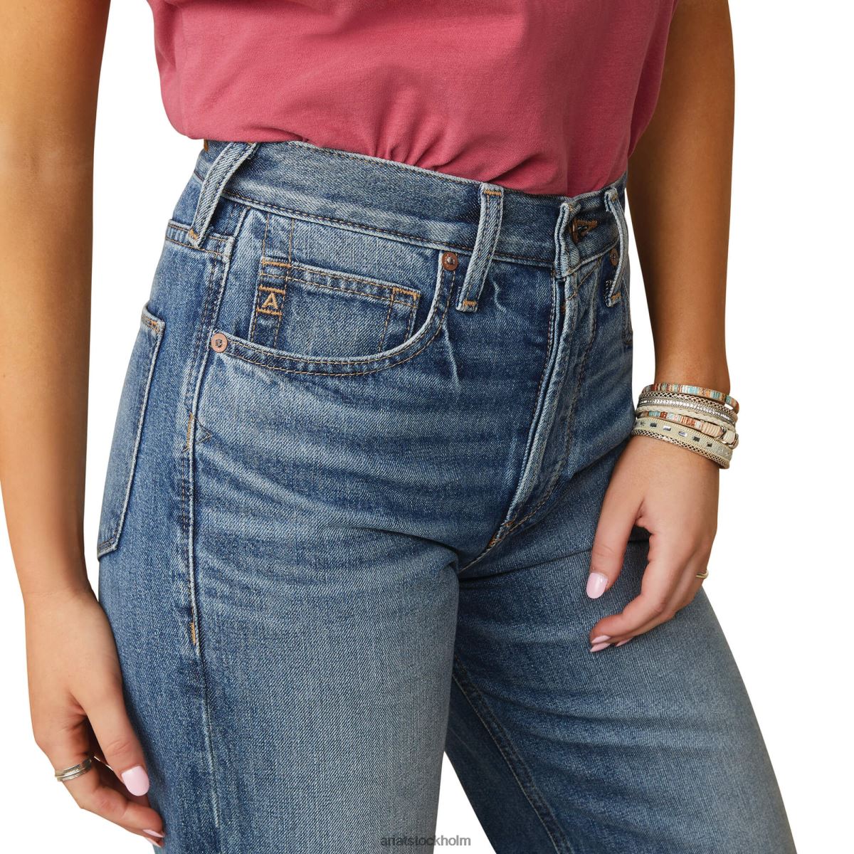 bottnar Ariat ultrahöga tomboy wide jeans stöna kvinnor F04842577