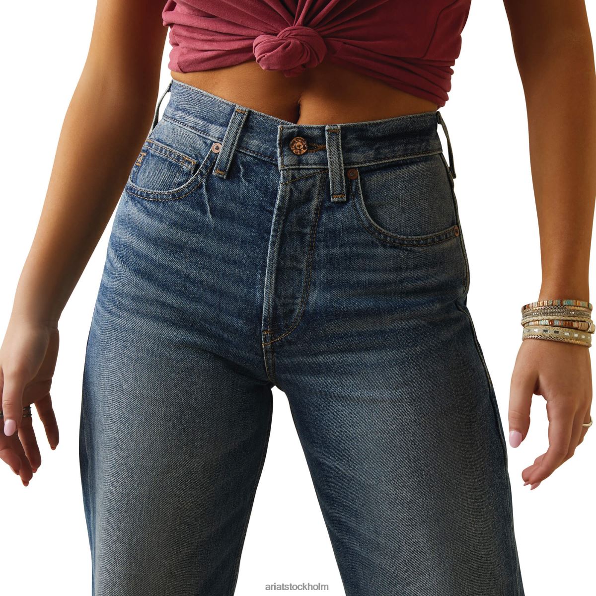 bottnar Ariat ultrahöga tomboy wide jeans stöna kvinnor F04842577