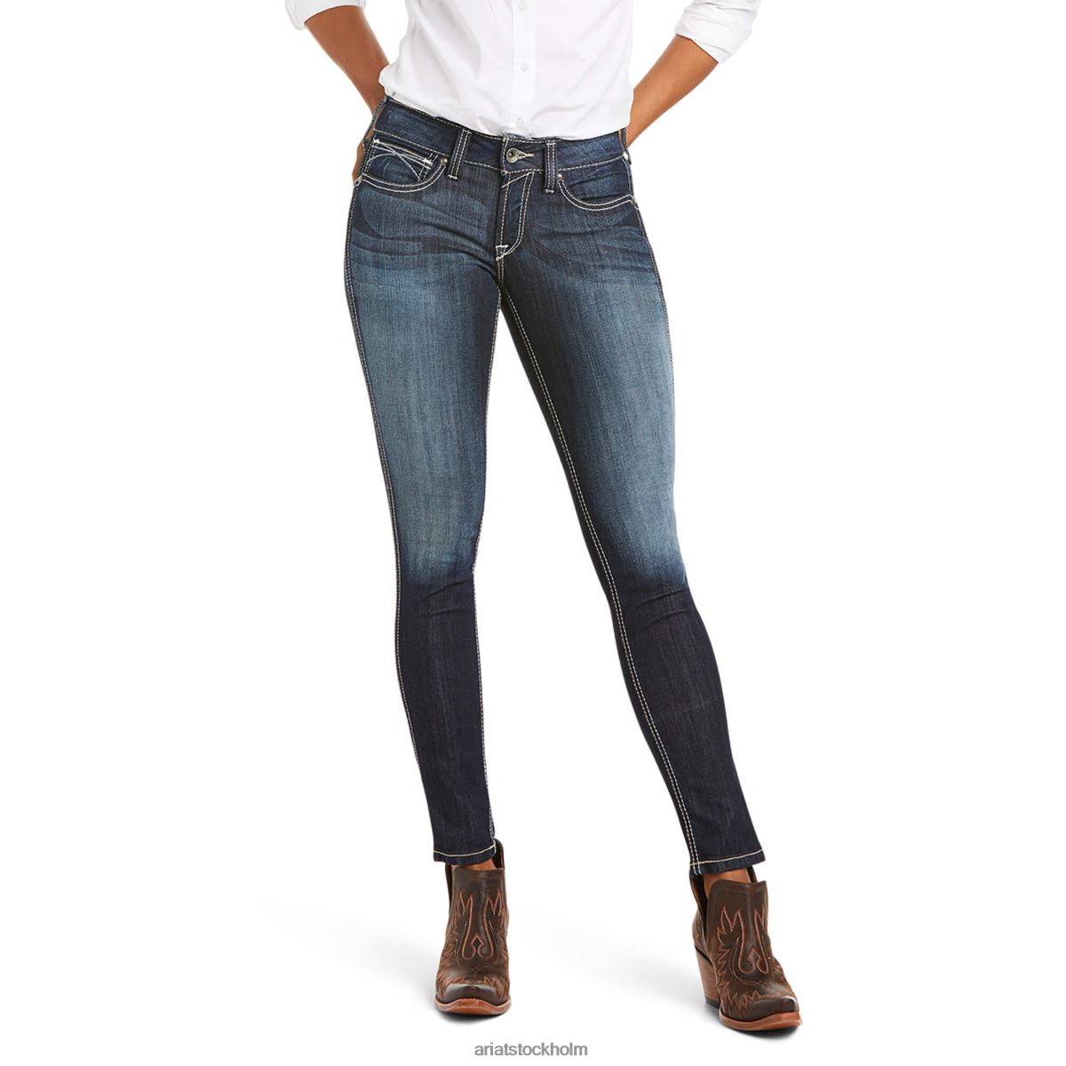 bottnar Ariat verklig. ella skinny jeans med mid rise stretch yttersöm himmelsk kvinnor F04842555