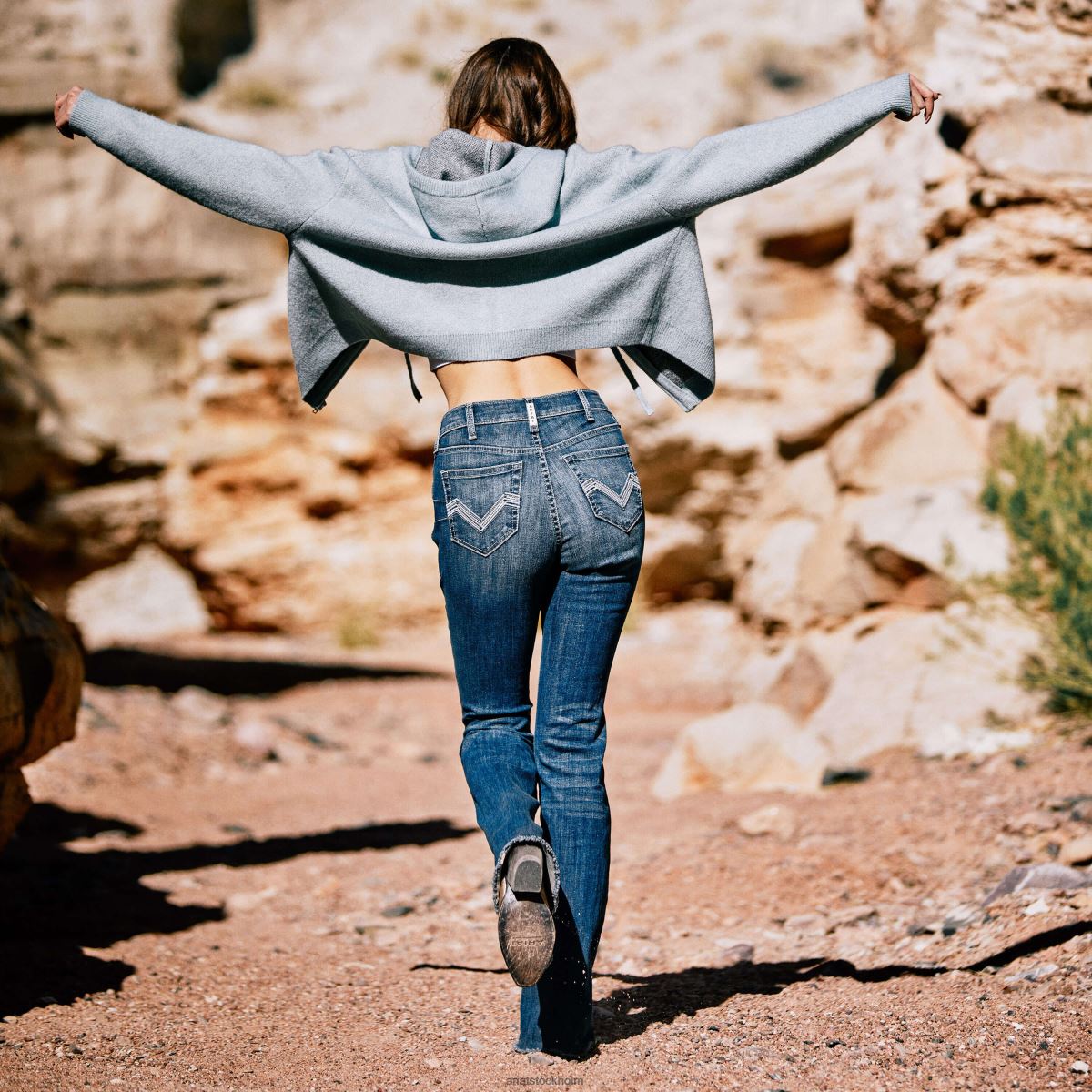 bottnar Ariat verklig. höghus beverly bling flare jean kyligt blått kvinnor F04842546