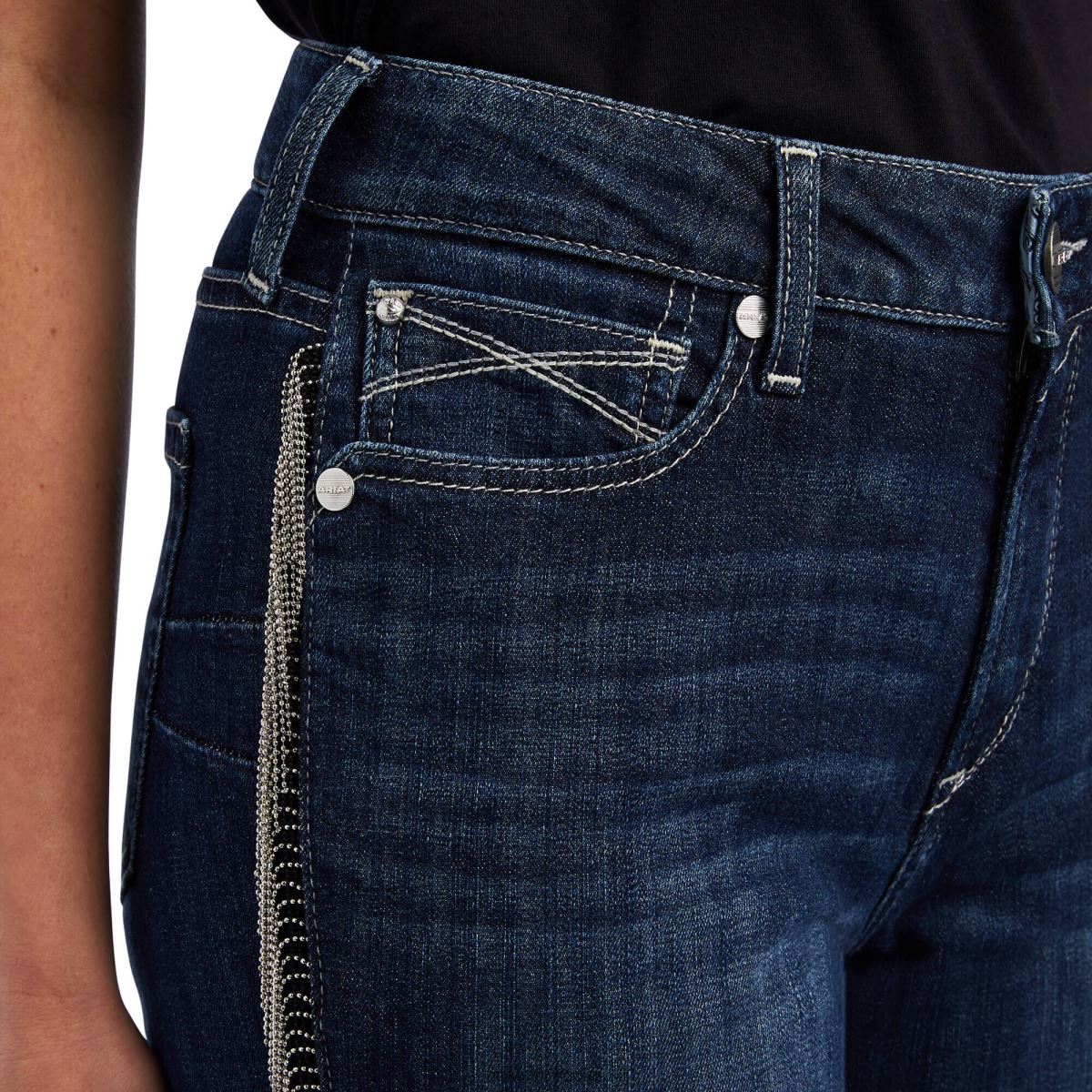 bottnar Ariat verklig. jeans med hög höjd frans midnatt kvinnor F04842598