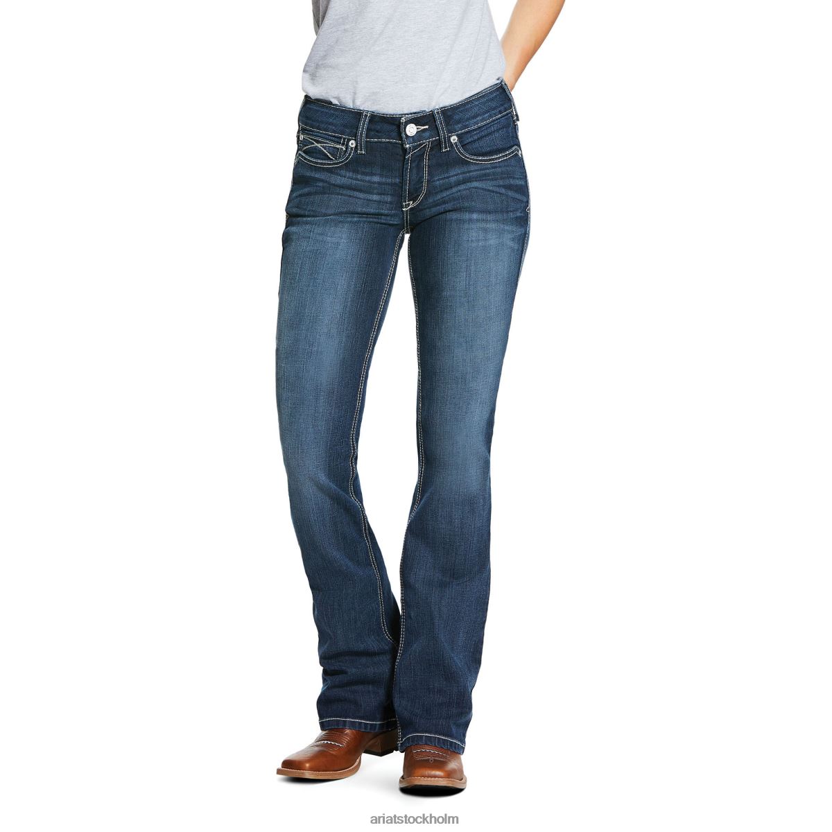 bottnar Ariat verklig. mid rise pil passform stretch shayla boot cut jean ädelsten kvinnor F04842539