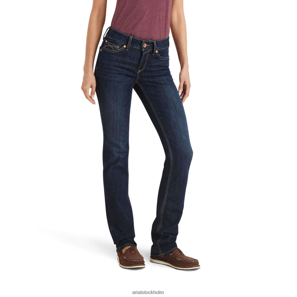 bottnar Ariat verklig. perfekt rise greta straight jeans midnatt kvinnor F04842540