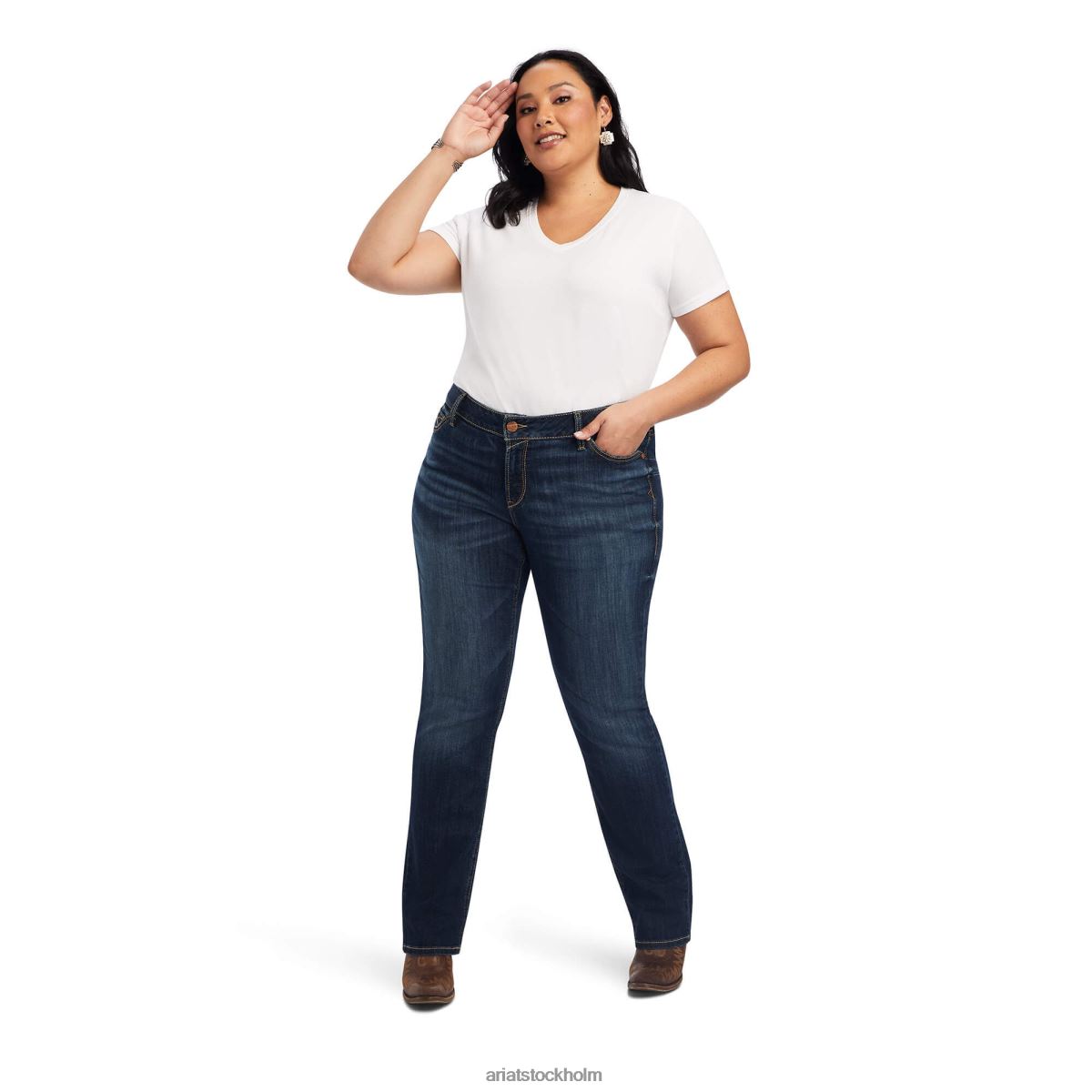 bottnar Ariat verklig. raka jeans med medelhög octavia burbank kvinnor F04842591