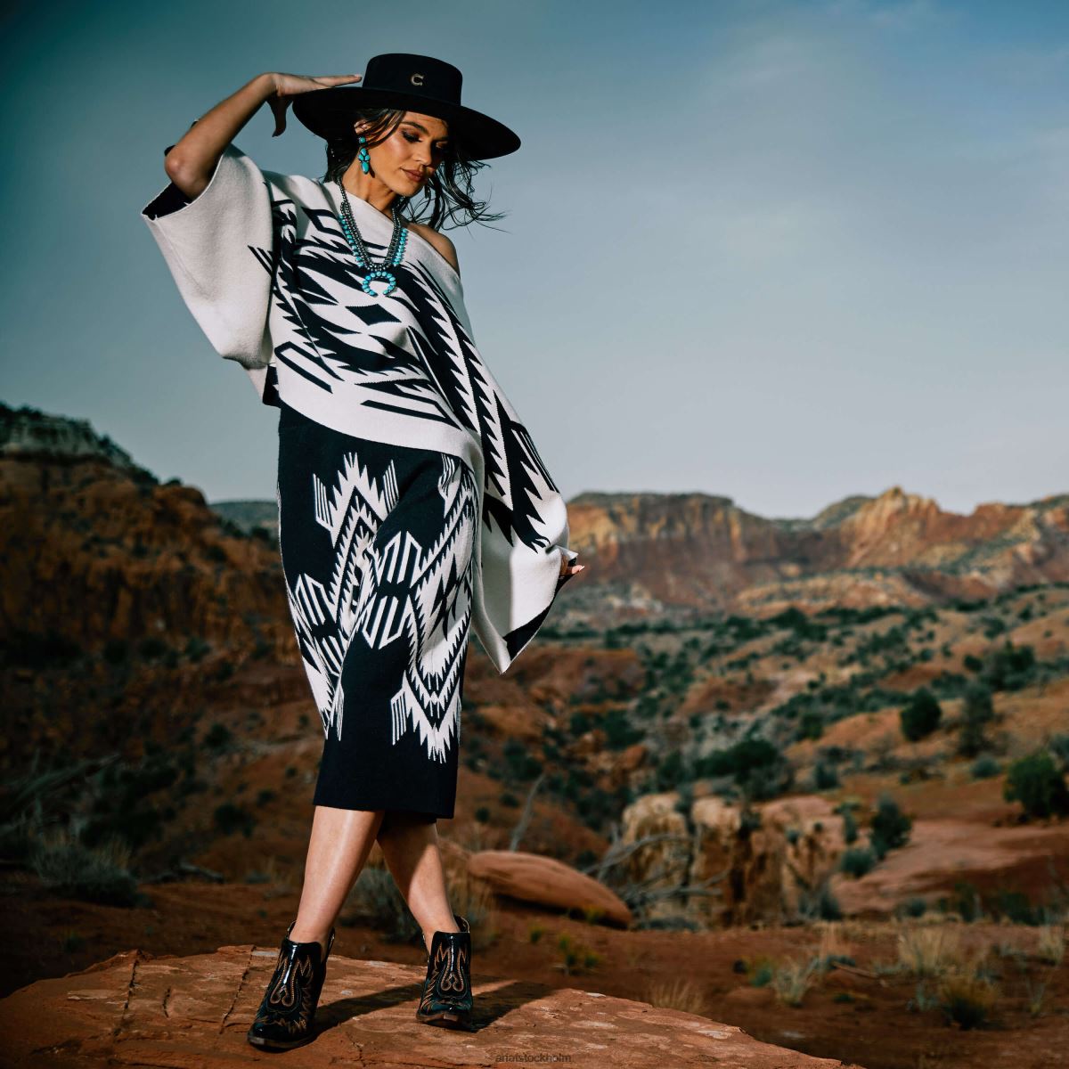 bottnar Ariat chimayo tröja kjol blk/smörkräm kvinnor F04843300