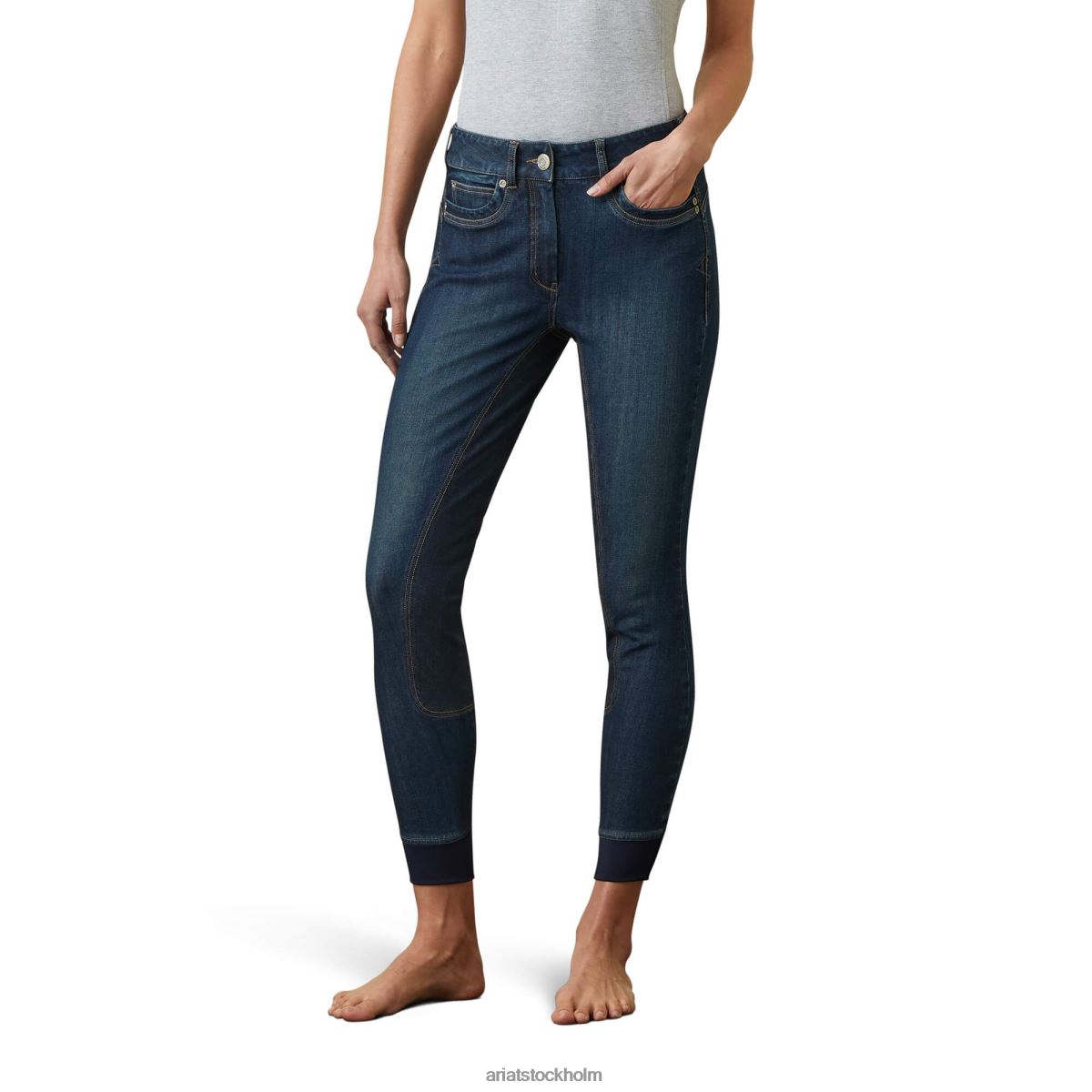 bottnar Ariat Halo denim ridbyxa med hel säte marin kvinnor F04842711