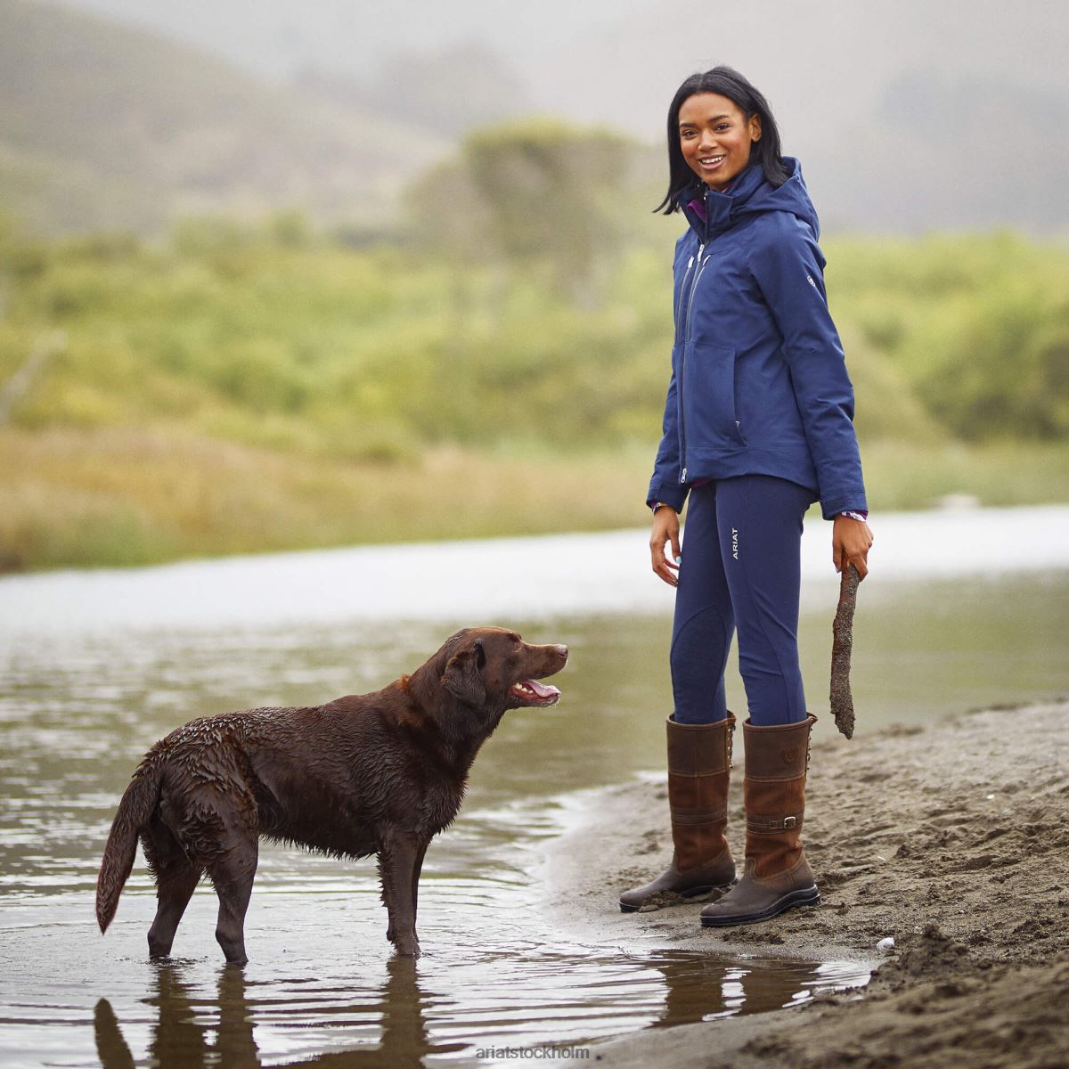 bottnar Ariat tri faktor grepp knä patch ridbyxa Marin kvinnor F04842735