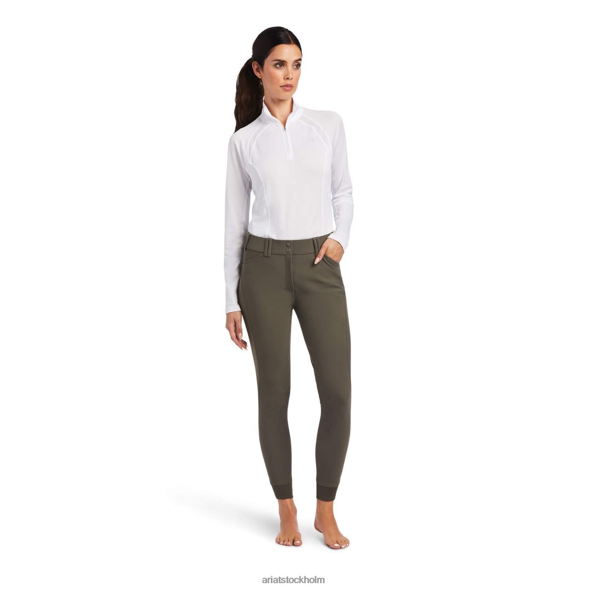 bottnar Ariat tri faktor grepp knä patch ridbyxa banyan bark kvinnor F04842737
