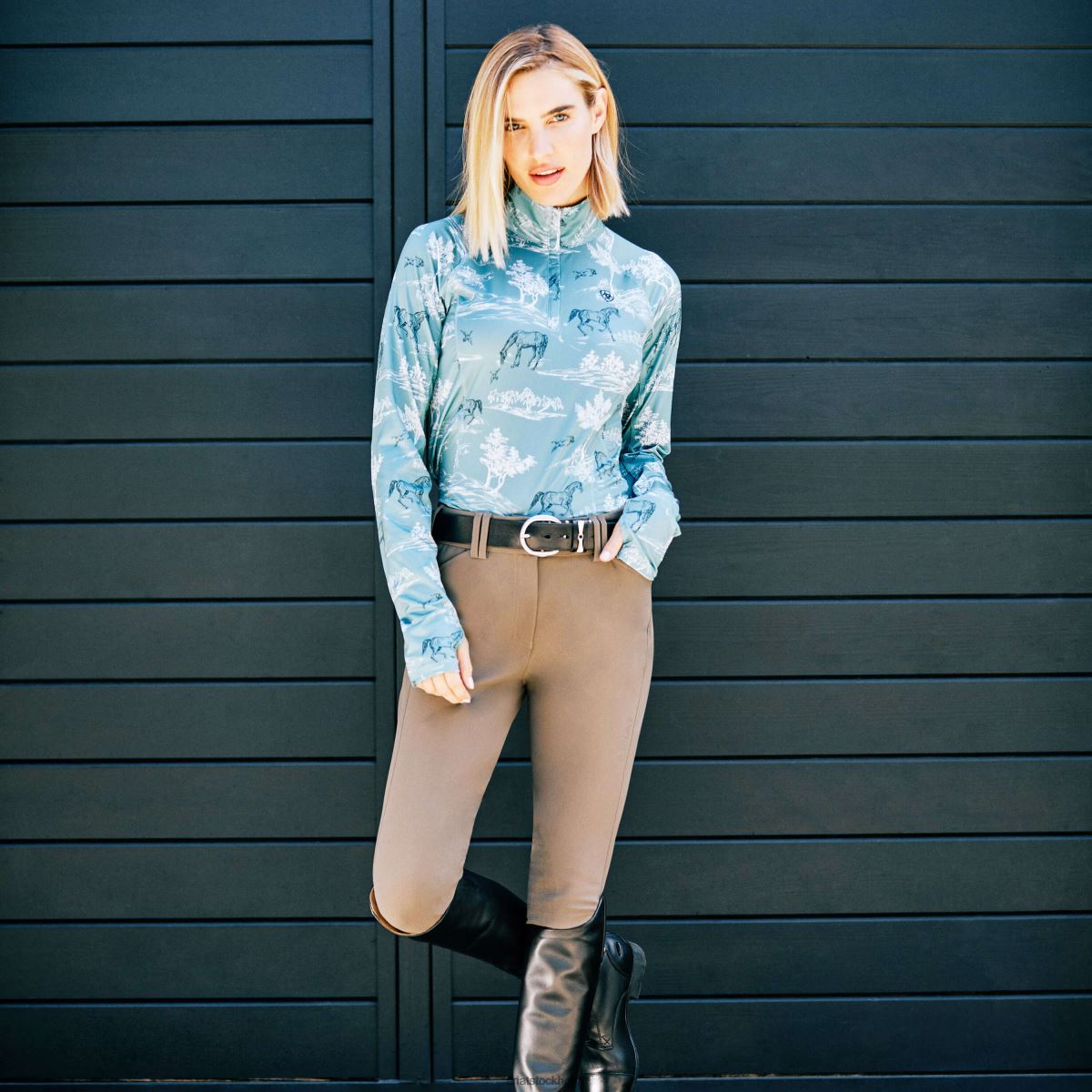 bottnar Ariat tri faktor grepp knä patch ridbyxa banyan bark kvinnor F04842737