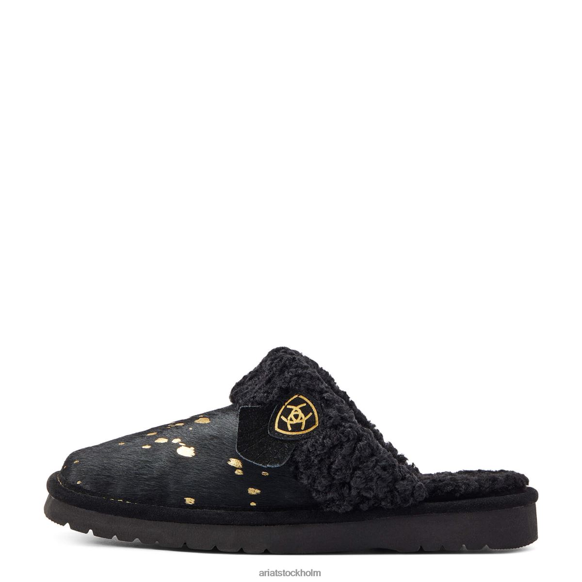 Skodon Ariat jackie square toe toffel svart guld hår på kvinnor F04842488