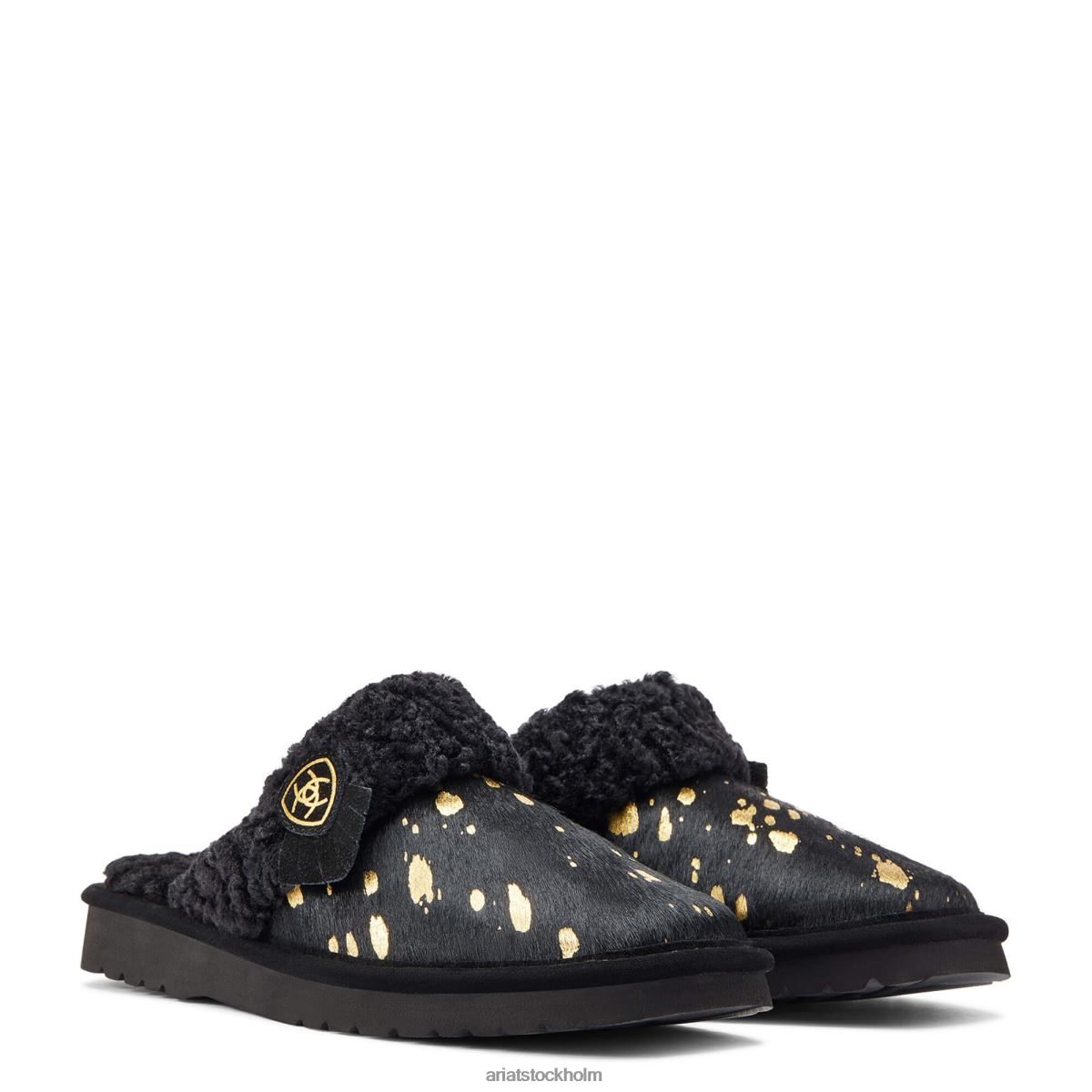 Skodon Ariat jackie square toe toffel svart guld hår på kvinnor F04842488