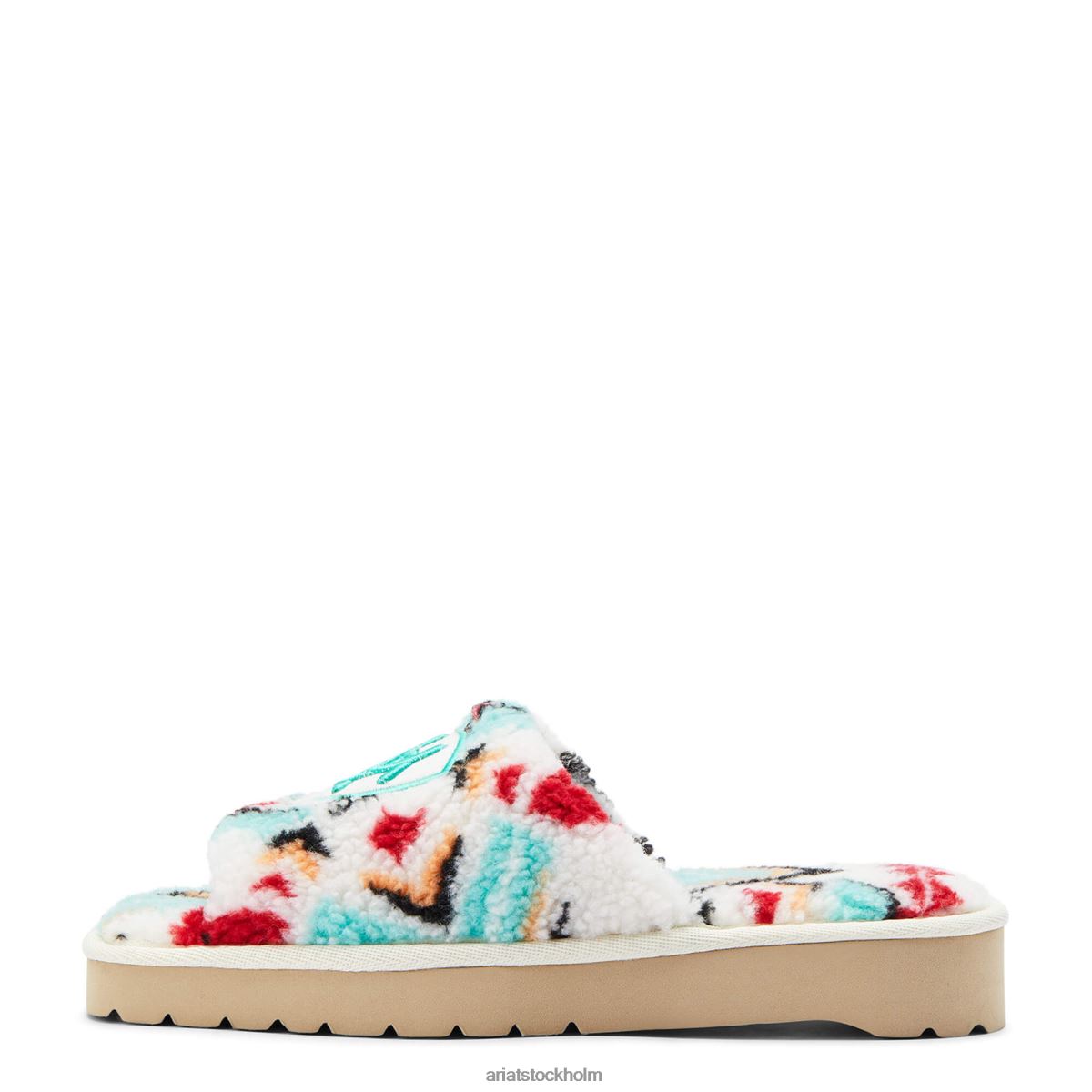 Skodon Ariat mysig chic toffel med fyrkantig tå luddigt sydvästtryck kvinnor F04842478