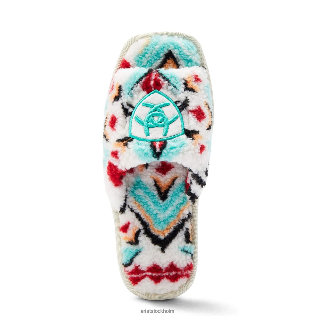 Skodon Ariat mysig chic toffel med fyrkantig tå luddigt sydvästtryck kvinnor F04842478