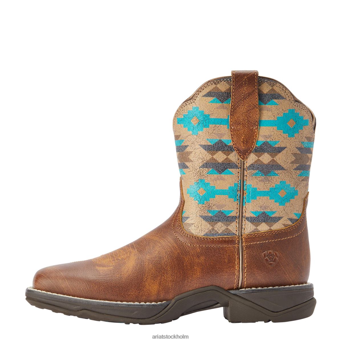 Skodon Ariat anthem shortie savanna western stövel torr taupe/turkos filt kvinnor F04842140