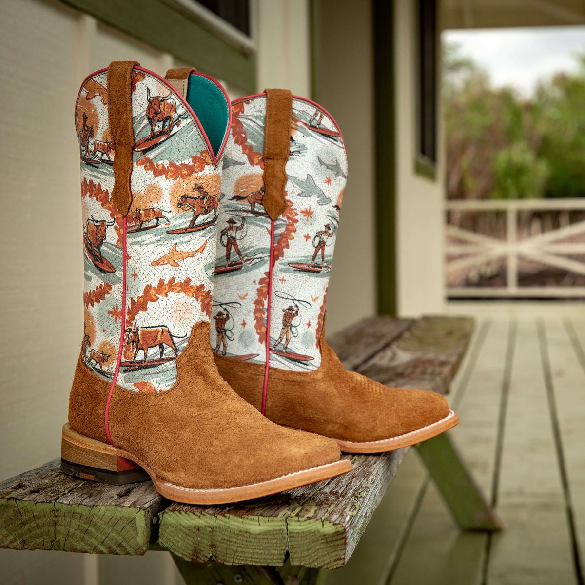 Skodon Ariat frontier western aloha western boot rostiga kvinnor F04842285