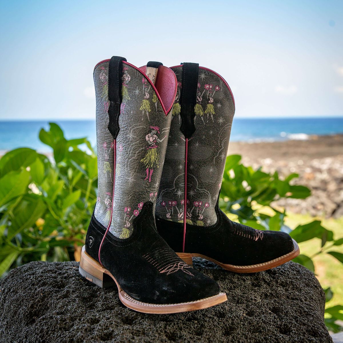 Skodon Ariat frontier western aloha western boot svart grovt kvinnor F04842287