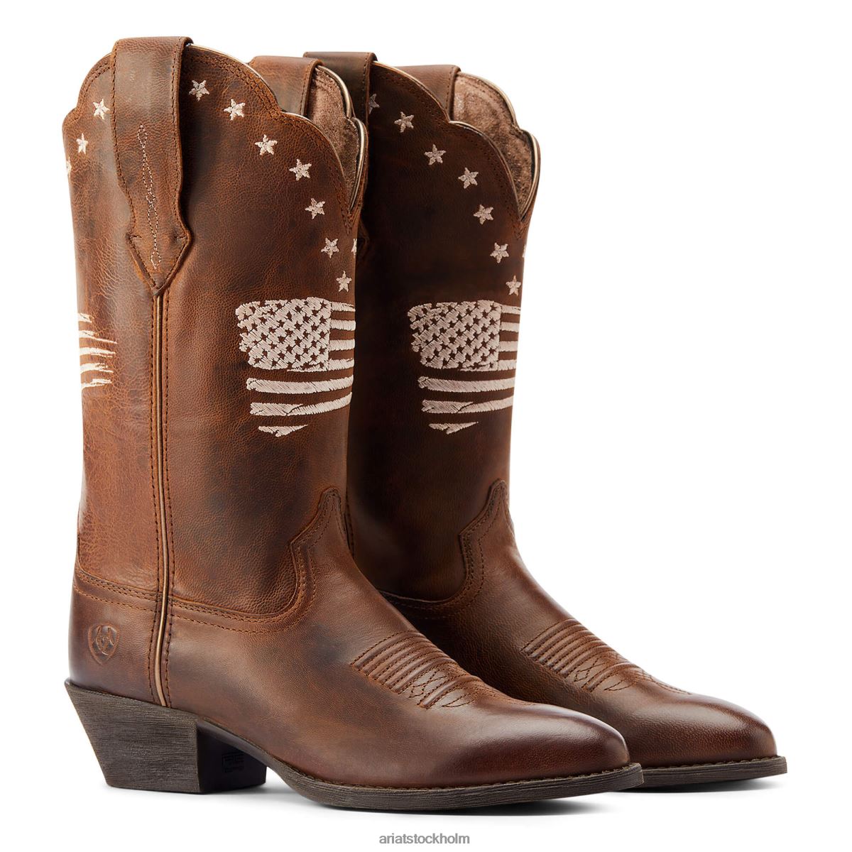 Skodon Ariat heritage r toe liberty stretchfit westernstövel fräck brun kvinnor F04842283