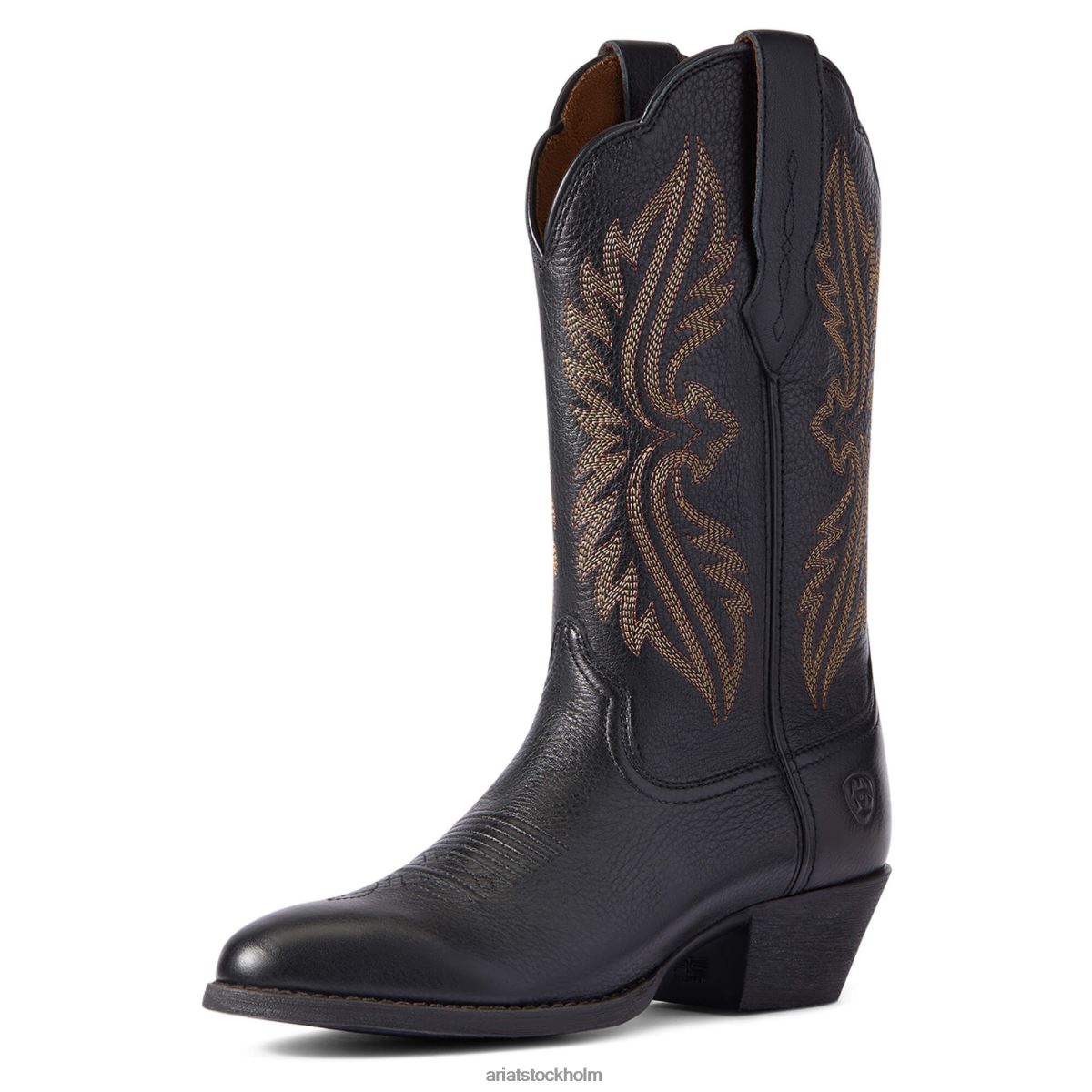 Skodon Ariat heritage r toe stretchfit westernstövel svart deertan kvinnor F04842094