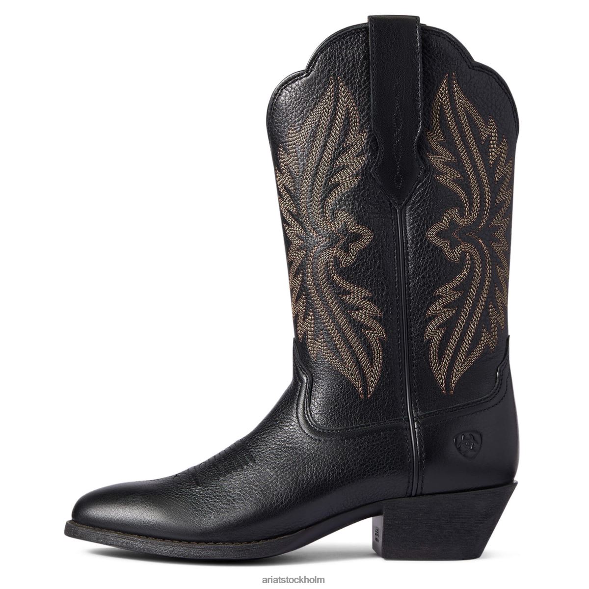 Skodon Ariat heritage r toe stretchfit westernstövel svart deertan kvinnor F04842094