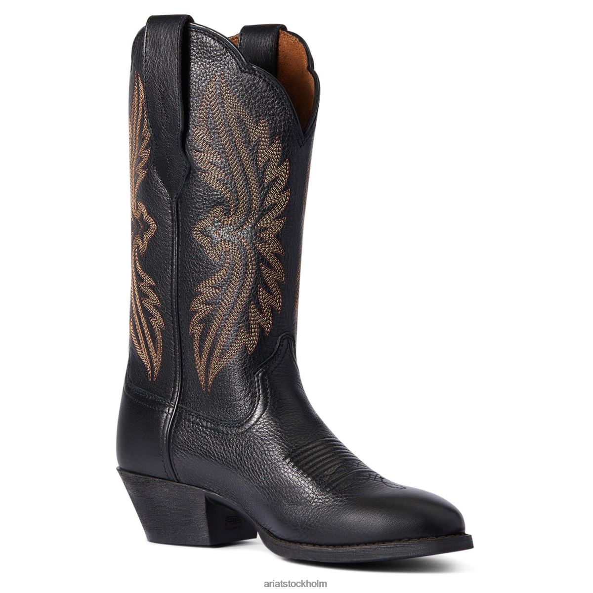 Skodon Ariat heritage r toe stretchfit westernstövel svart deertan kvinnor F04842094