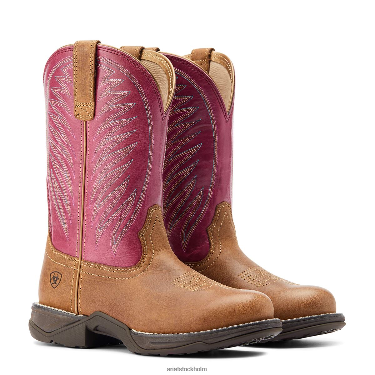 Skodon Ariat hymn rund tå ii westernstövel bedrövad naturligt kvinnor F04842151