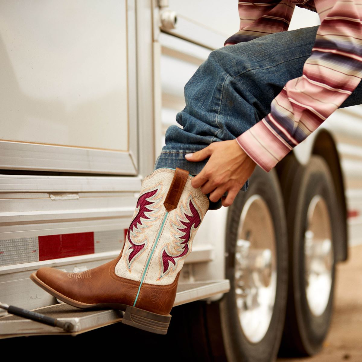 Skodon Ariat pinto venttek 360 grader westernstövel mörk solbränna kvinnor F04842277