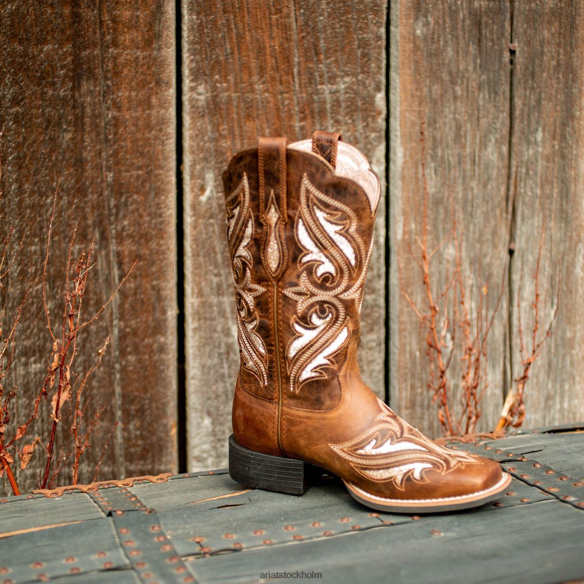 Skodon Ariat runda upp bliss western boot fräck brun kvinnor F04842092