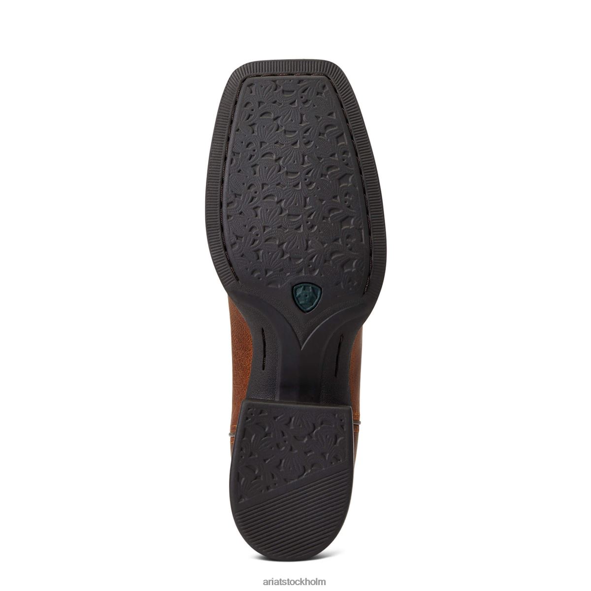 Skodon Ariat runda upp bred fyrkantig tå stretchfit westernstövel fräck brun kvinnor F04842121