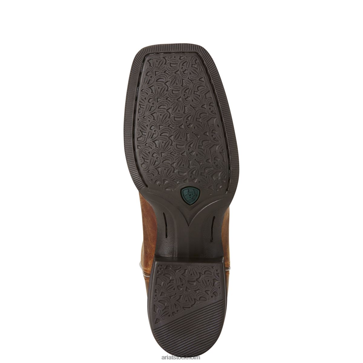 Skodon Ariat runda upp bred fyrkantig tå westernstövel pulverbrunt kvinnor F04842075