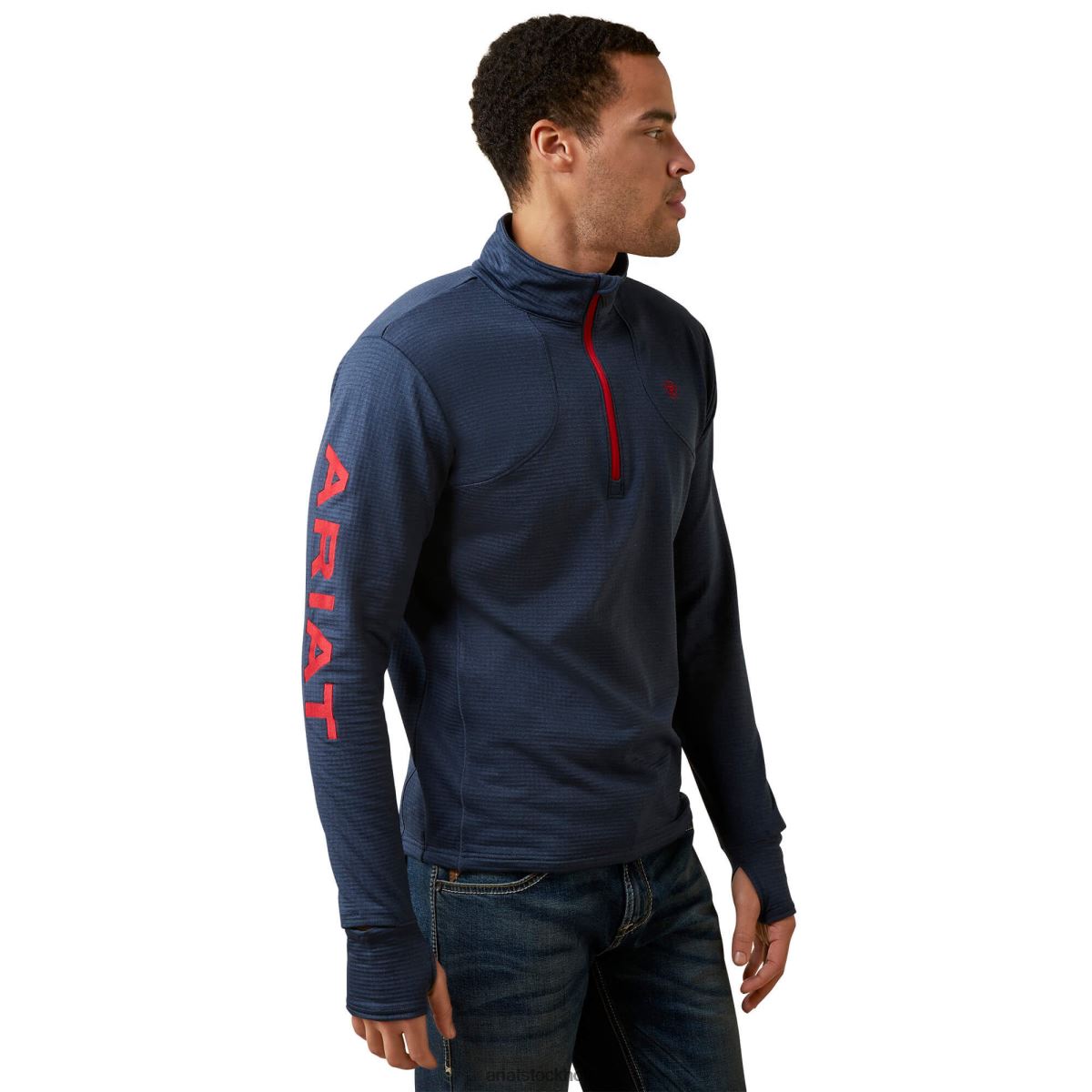 blast Ariat team gridwork 1/4 zip baselayer Marin män F04841675