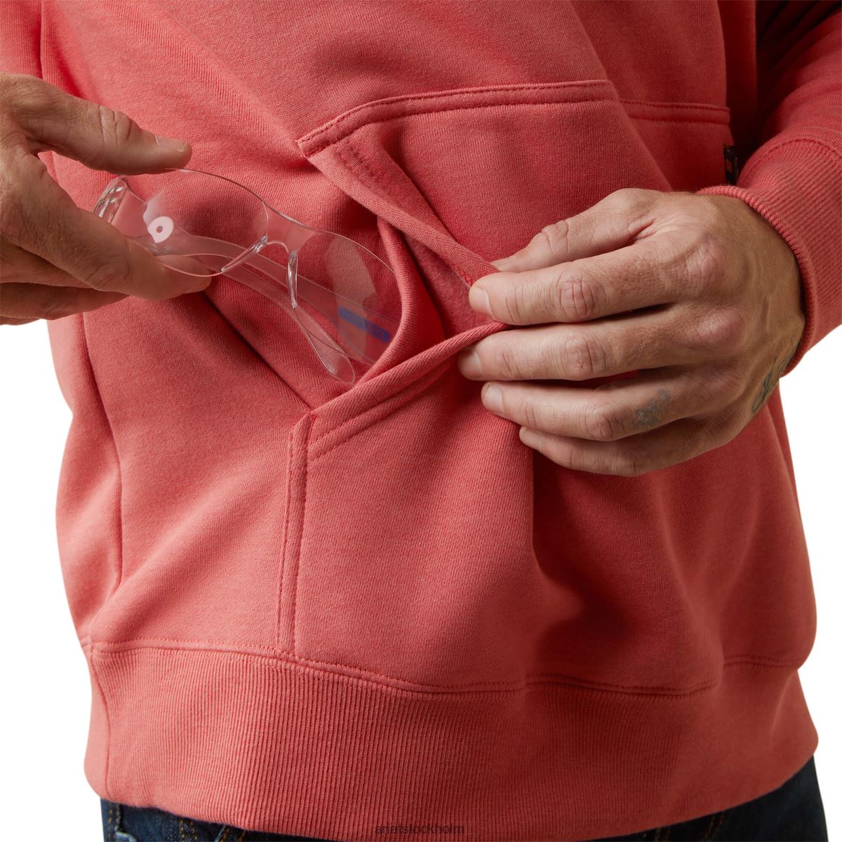 blast Ariat armeringsjärn hoodie med grov hals kryddad korallljung män F04841444