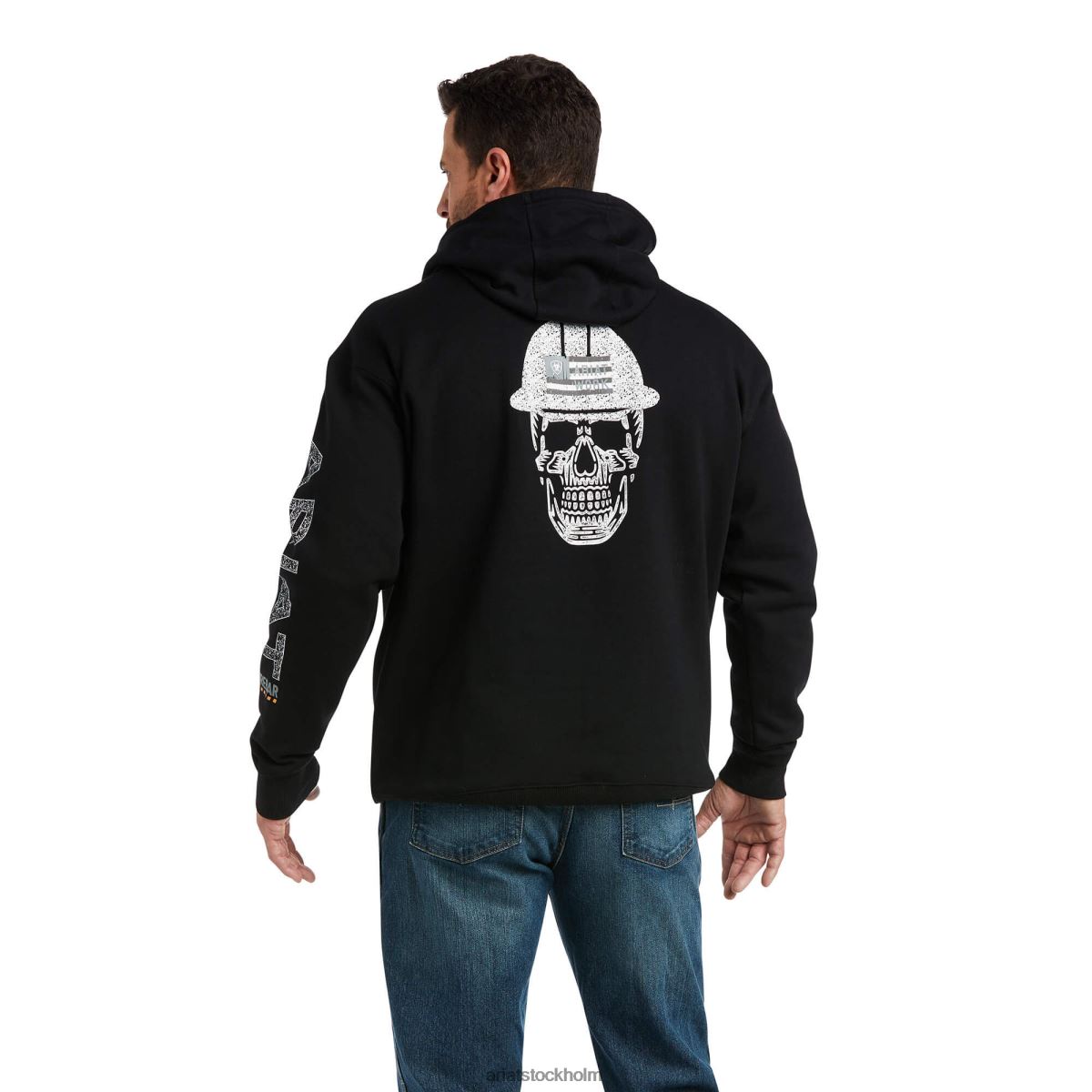 blast Ariat armeringsjärn hoodie med grov hals svart män F04841399