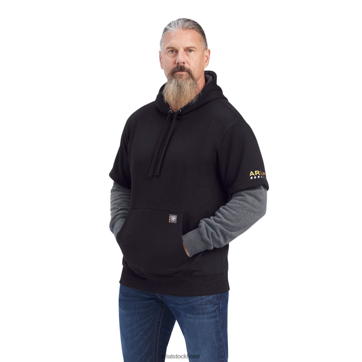 blast Ariat armeringsjärn workman dubbel hoodie kol/svart män F04841498