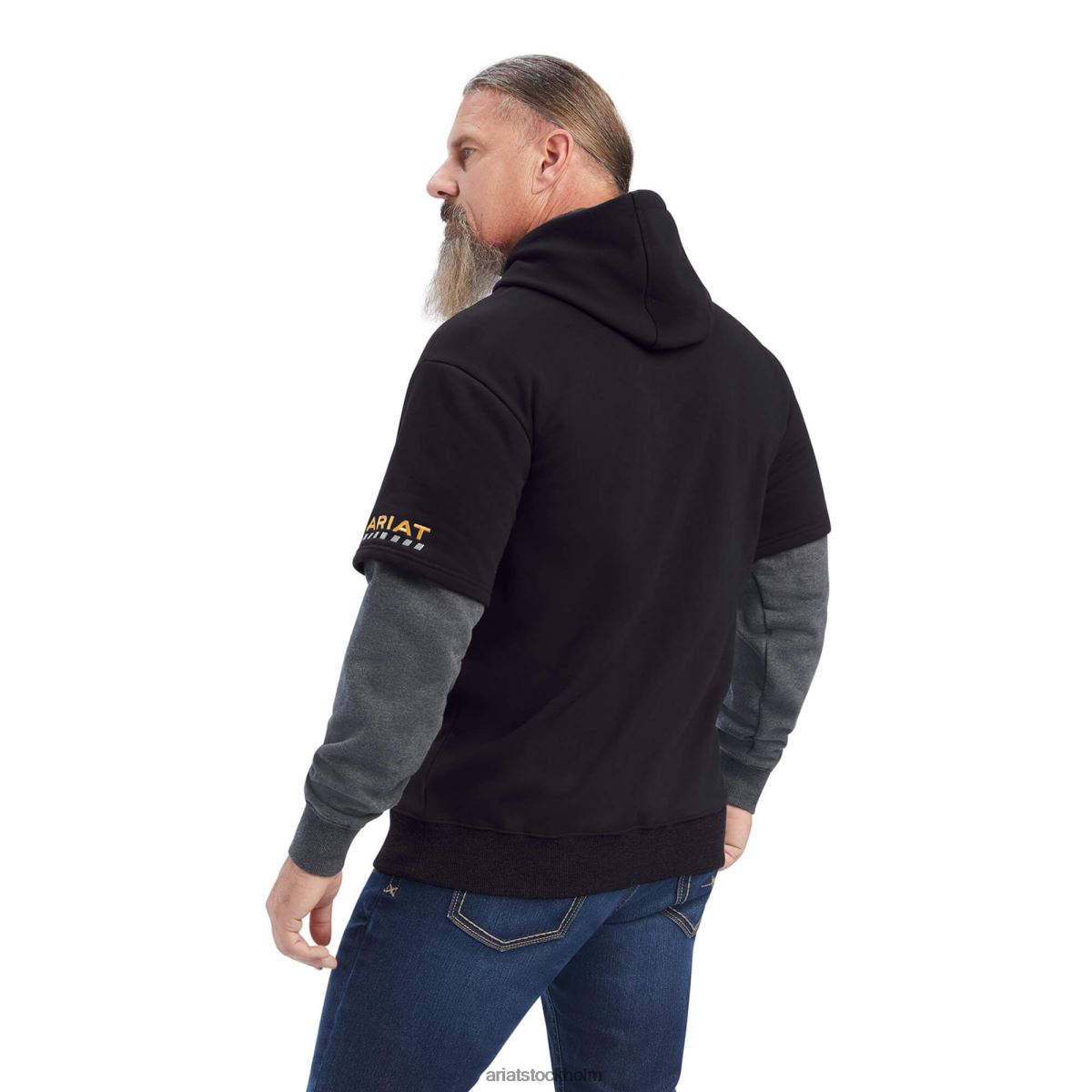 blast Ariat armeringsjärn workman dubbel hoodie kol/svart män F04841498
