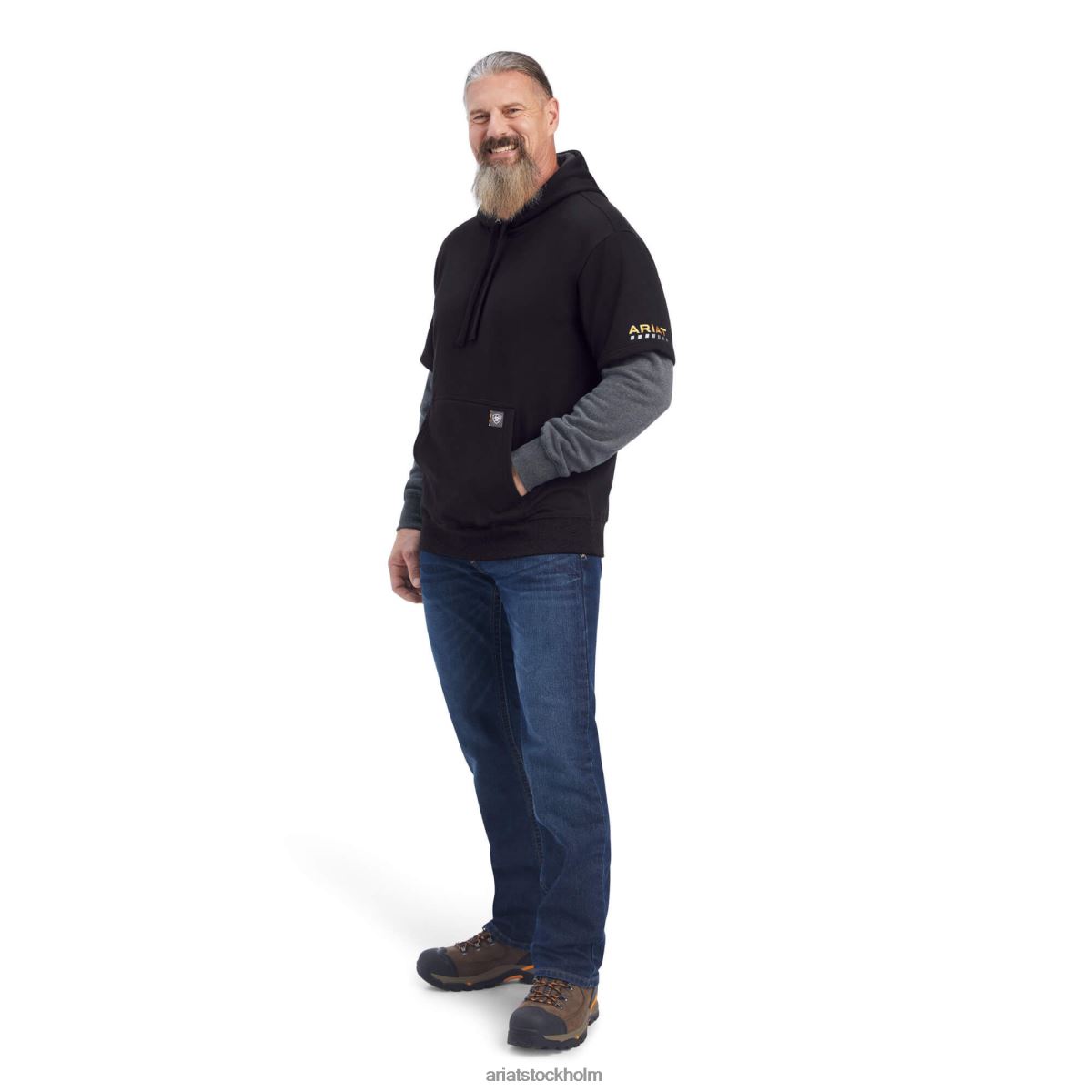 blast Ariat armeringsjärn workman dubbel hoodie kol/svart män F04841498