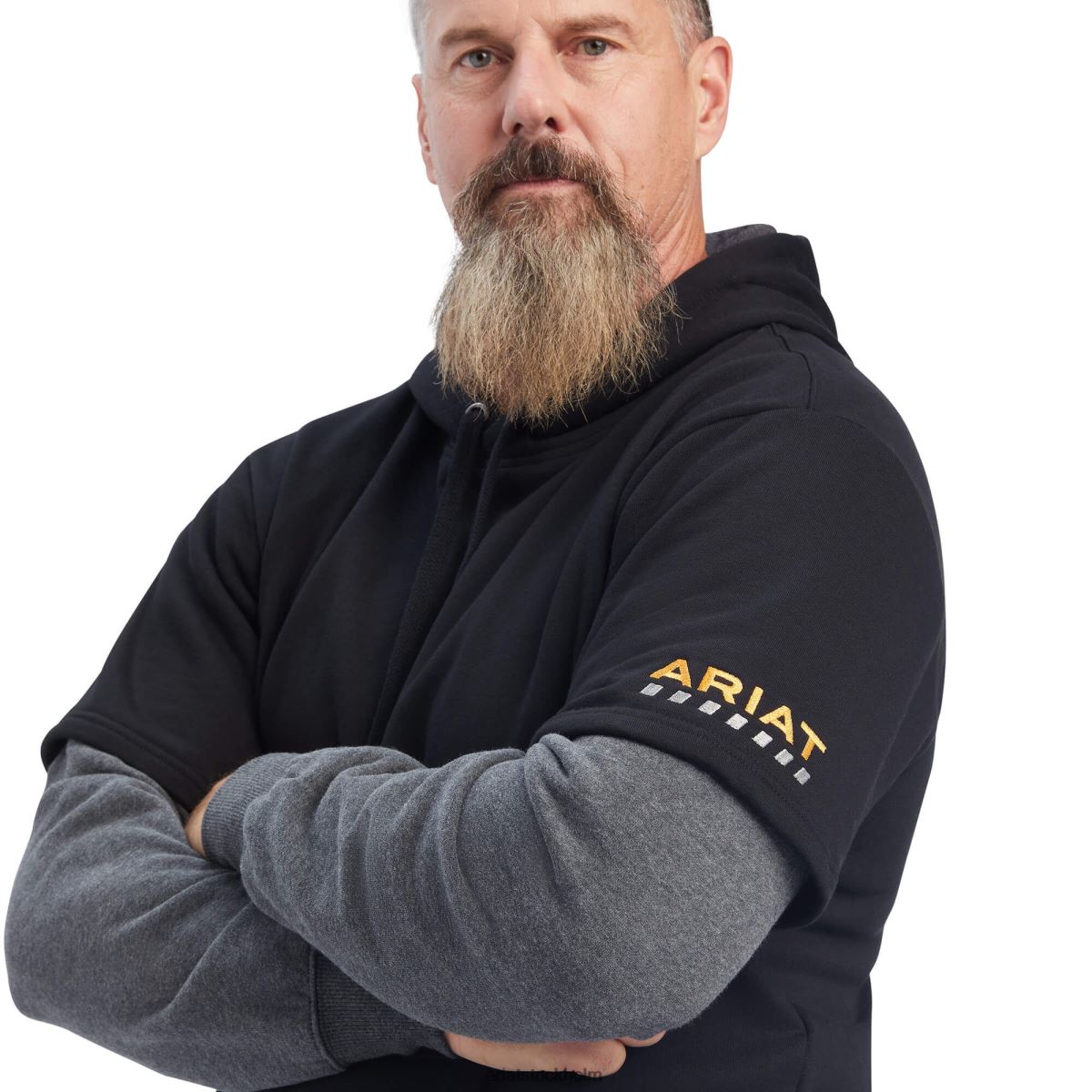 blast Ariat armeringsjärn workman dubbel hoodie kol/svart män F04841498