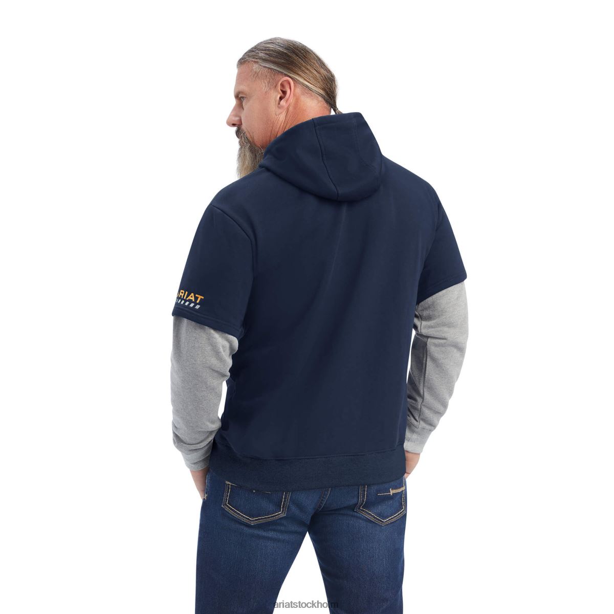 blast Ariat armeringsjärn workman dubbel hoodie marin/ljunggrå män F04841505