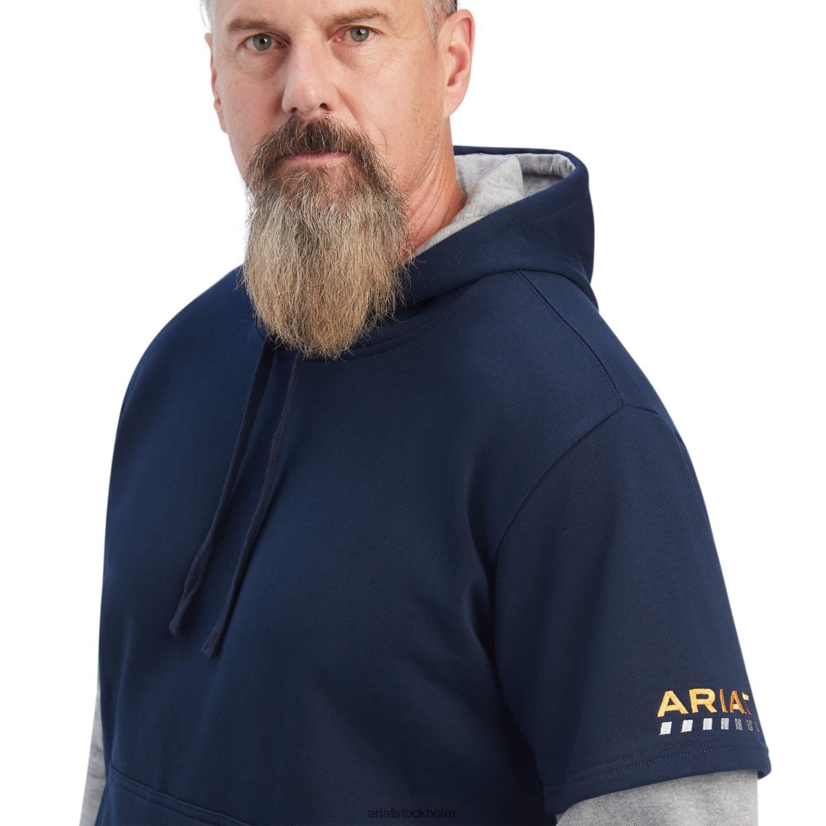 blast Ariat armeringsjärn workman dubbel hoodie marin/ljunggrå män F04841505