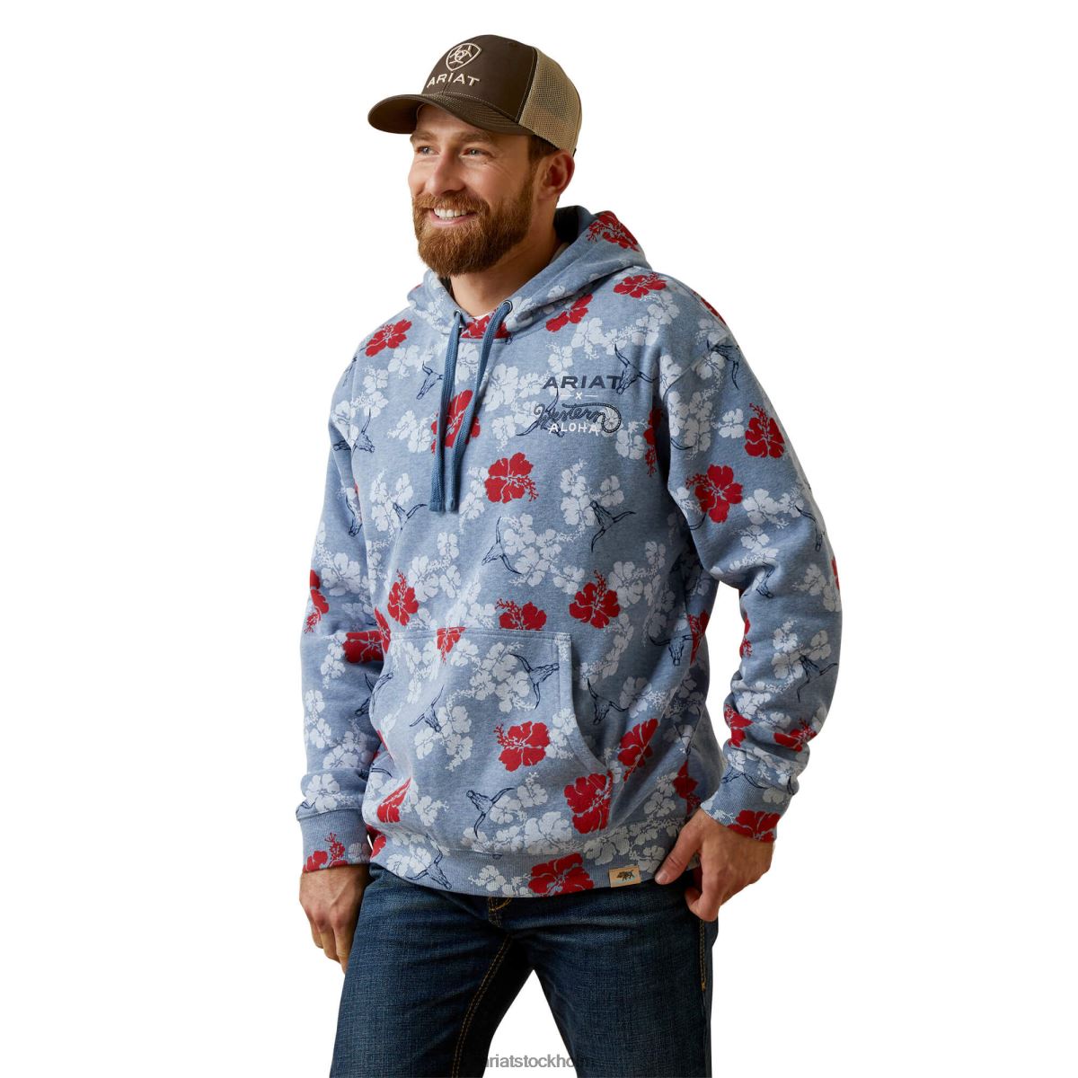 blast Ariat blommig western aloha hoodie blå män F04841508