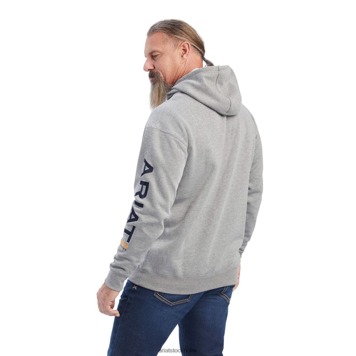 blast Ariat grafisk hoodie i armeringsjärn gråmelerad/djup ultramarin män F04841410