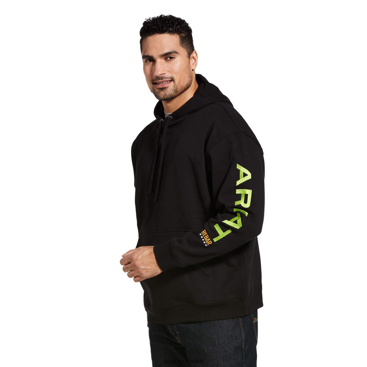 blast Ariat grafisk hoodie i armeringsjärn svart/lime män F04841395