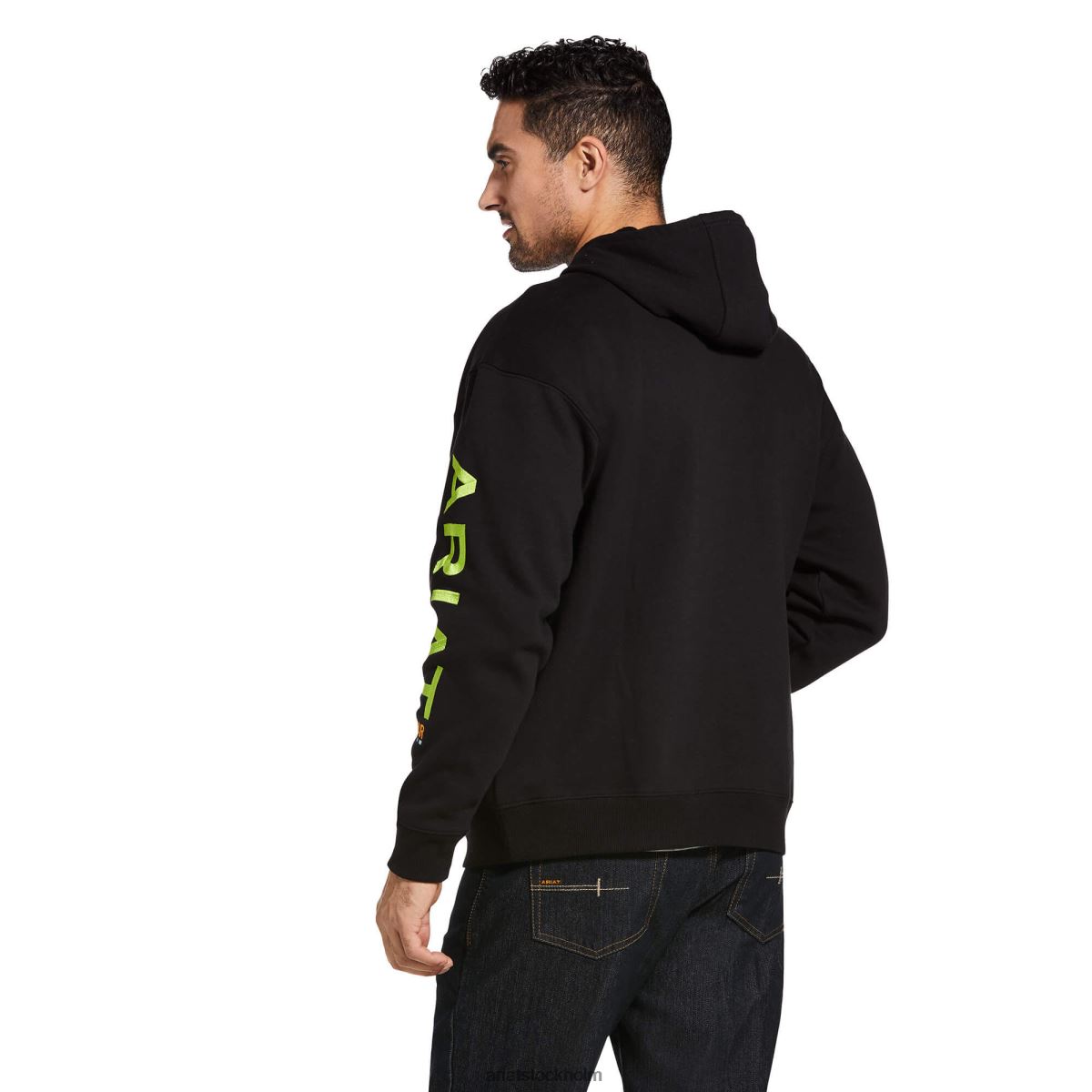 blast Ariat grafisk hoodie i armeringsjärn svart/lime män F04841395