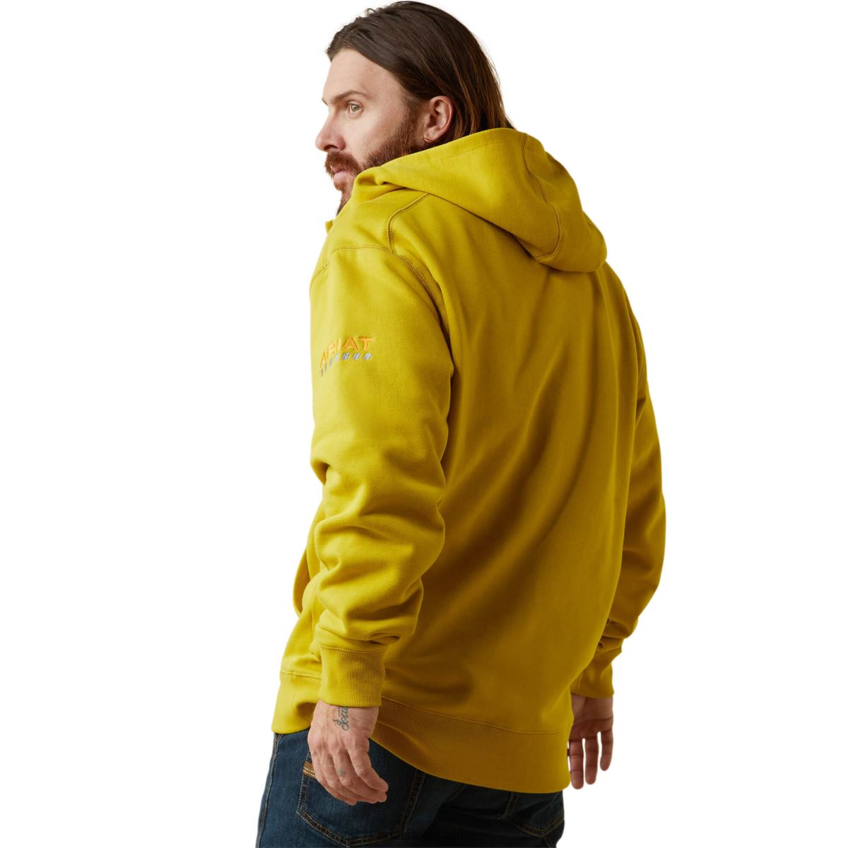 blast Ariat rebar workman huvtröja med full dragkedja antik mossa män F04841486