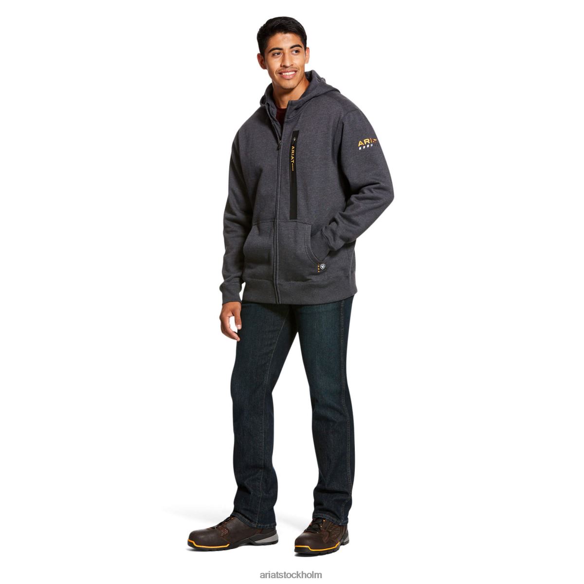 blast Ariat rebar workman huvtröja med full dragkedja kolljung män F04841412